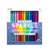 Packaging front of OOLY Rainbow Sparkle Glitter Markers