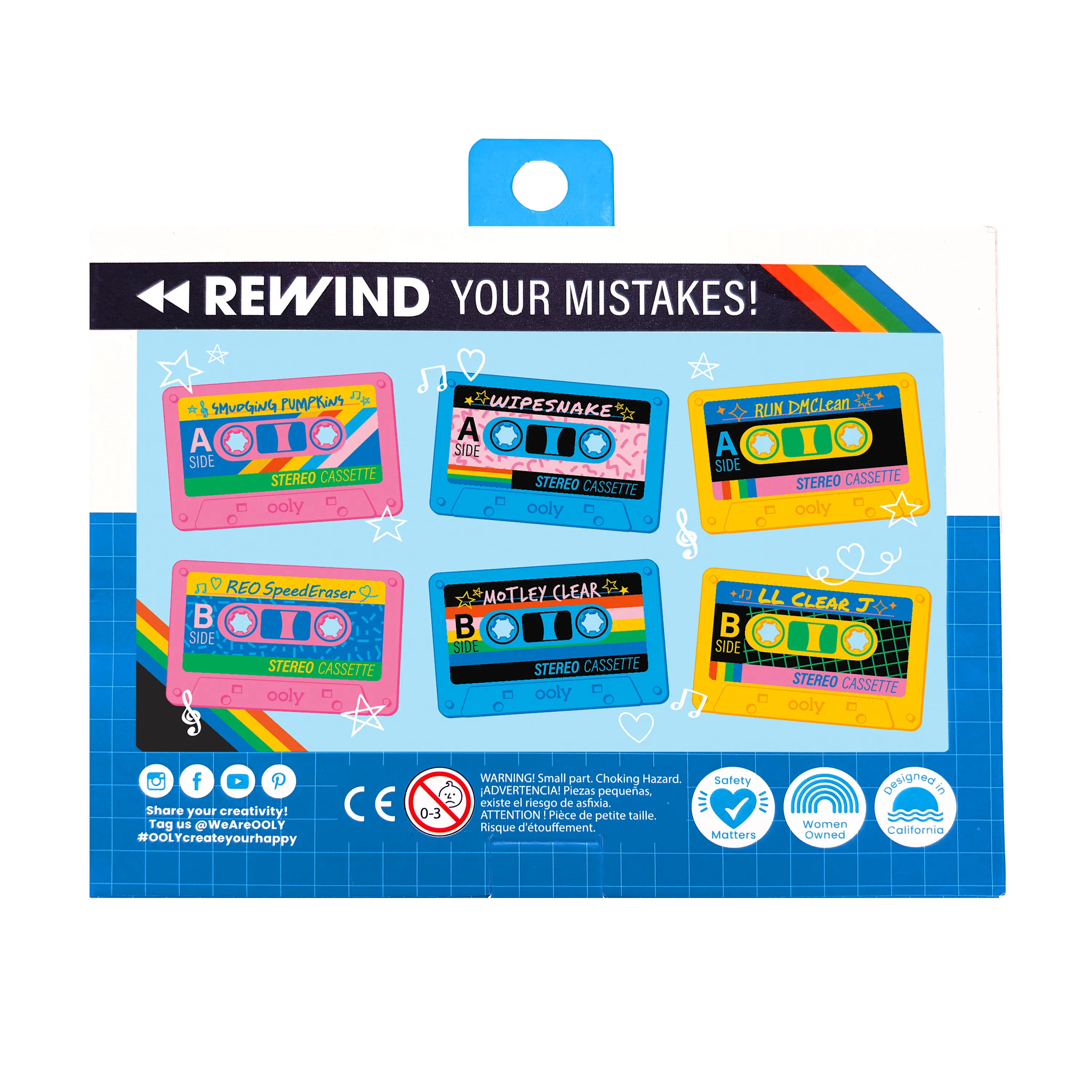 Rewind Cassette Erasers – Set of 3