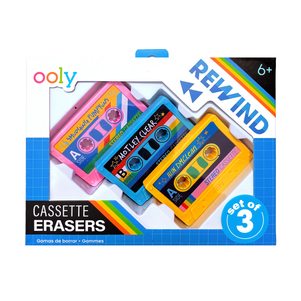 Rewind Cassette Erasers - Retro - Set of 3