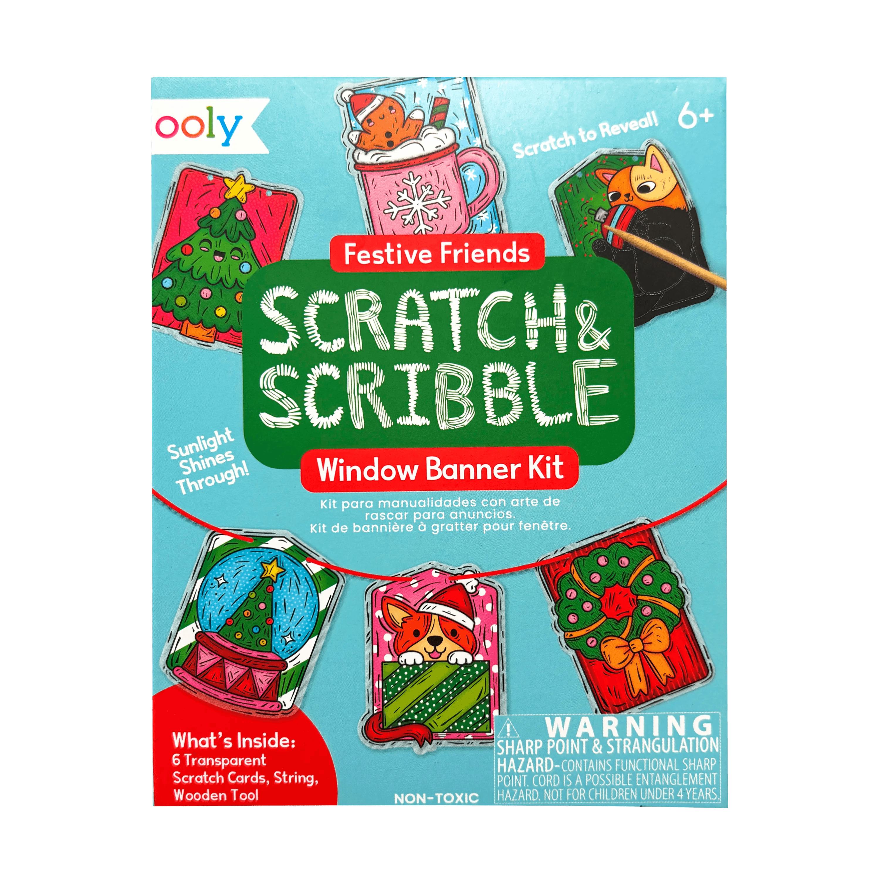 Scratch & Scribble Mini Window Banner Kit - Festive Friends