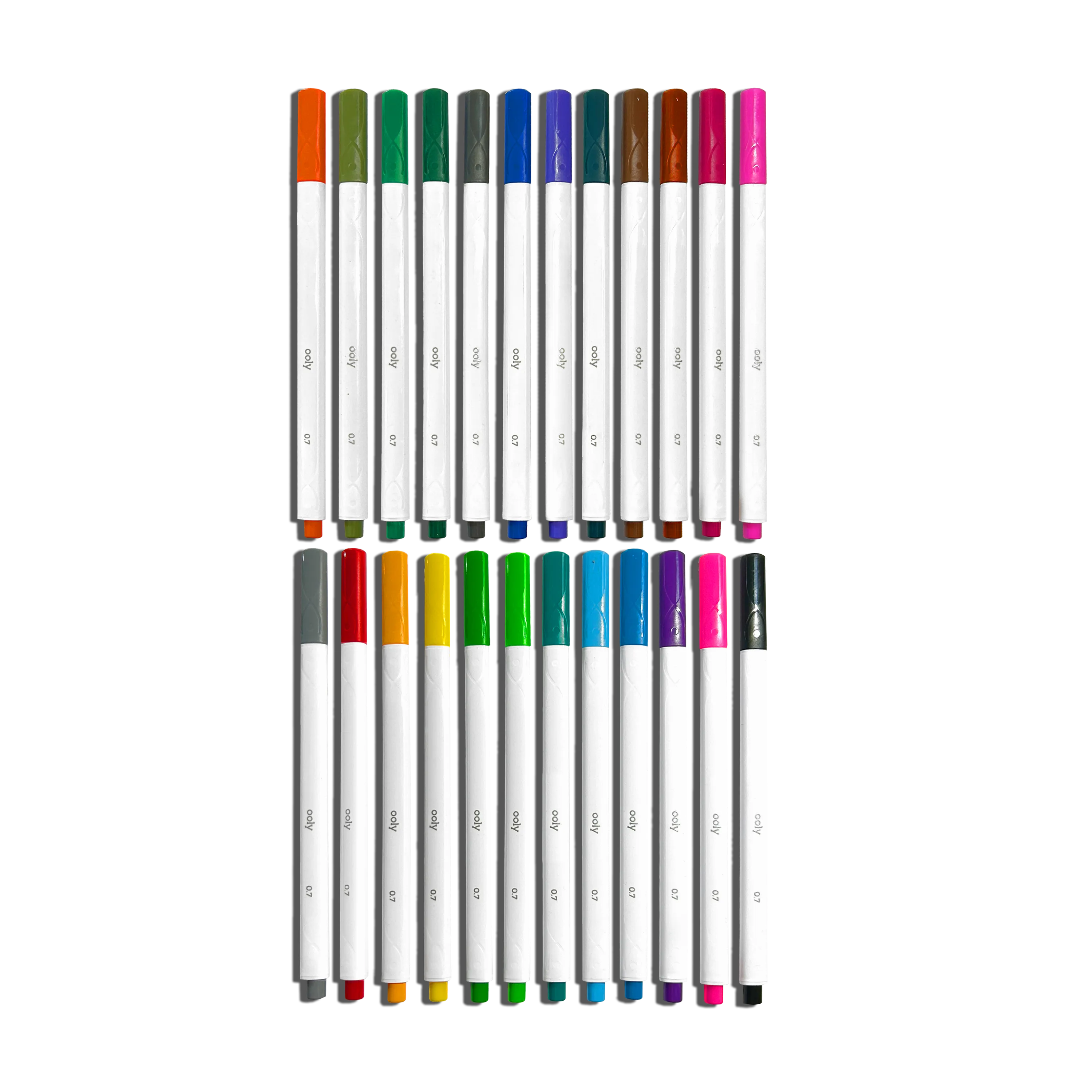 Row of capped markers from a set of OOLY Seriously Fine Tip Markers