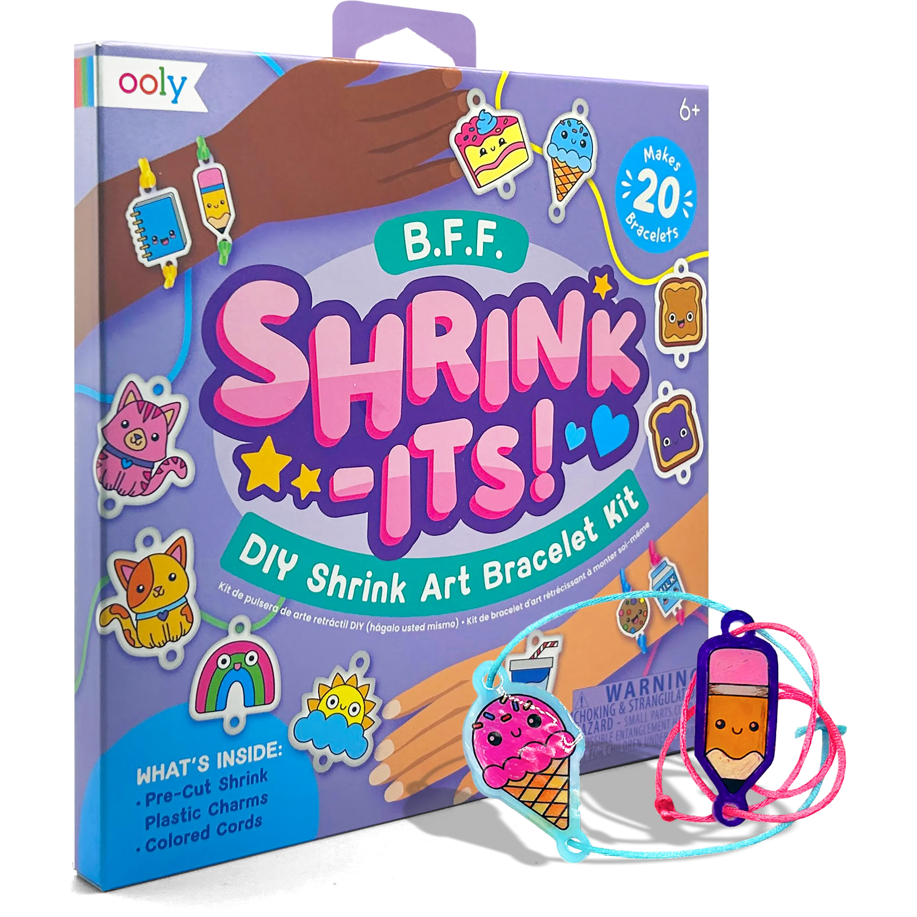 OOLY Shrink-its! DIY Shrink Art Bracelet Kit - BFF quarter angle of packaging