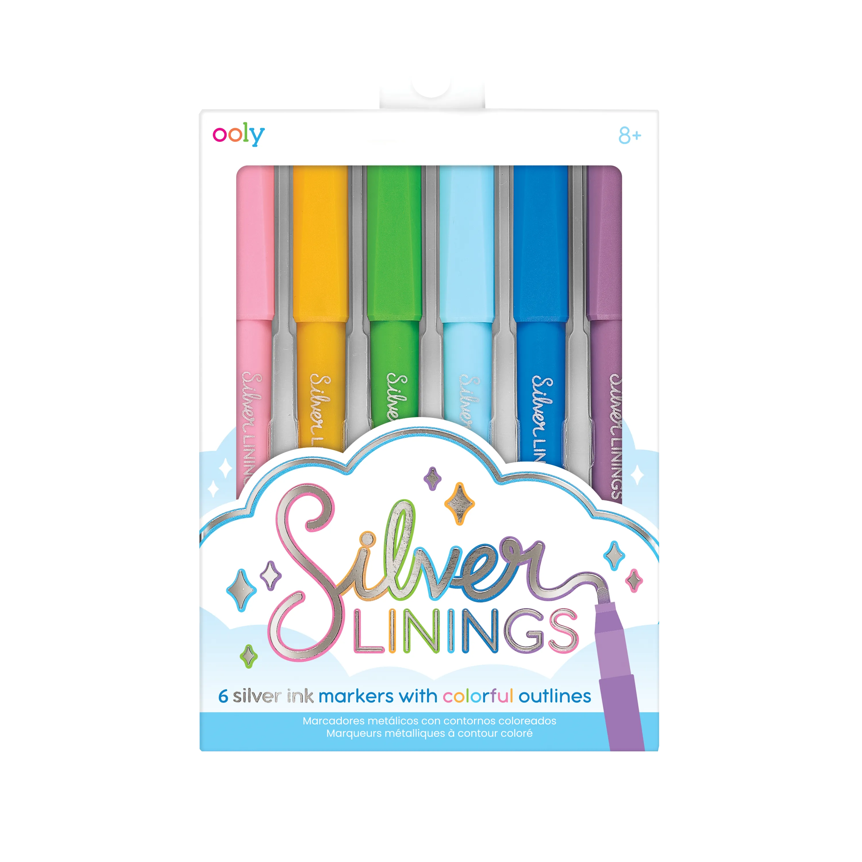 Front of packaging of OOLY Silver Linings Outline Markers on a white background