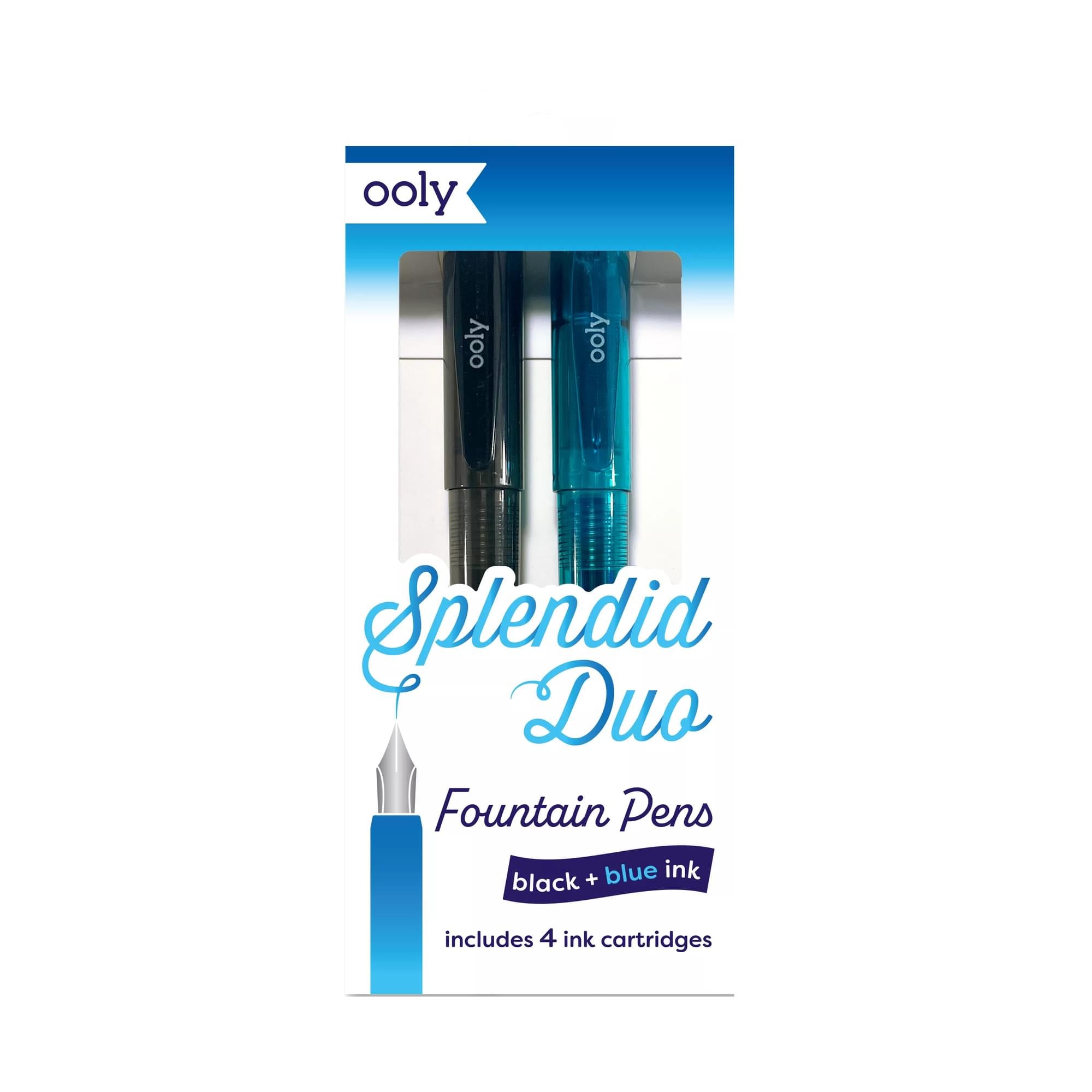 OOLY Splendid Duo - Fountain Pens - Black & Blue Ink front of packaging