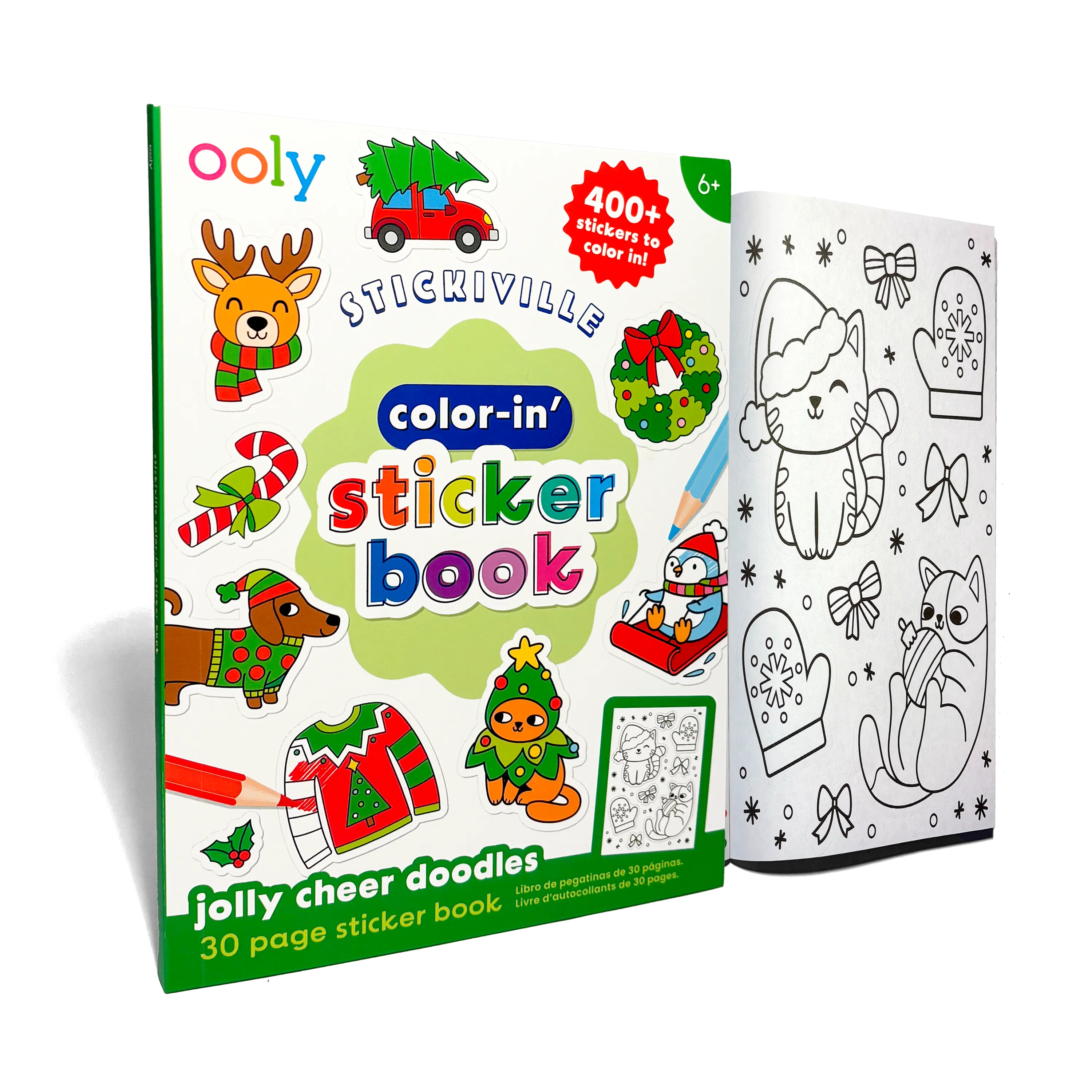 Stickiville Color-In' Sticker Book - Jolly Cheer Doodles - 400+ Stickers