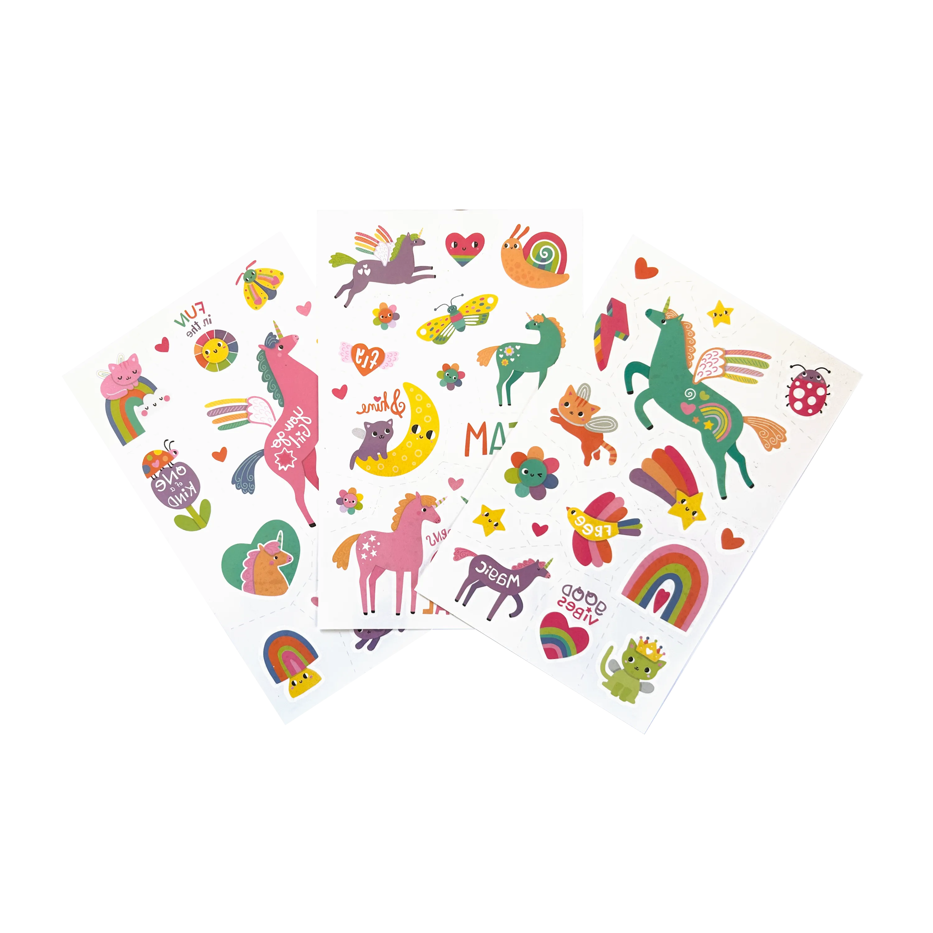 Three sheets fanned out from OOLY Tattoo-Palooza Glow in the Dark Temporary Tattoos - Magic Moonbeams
