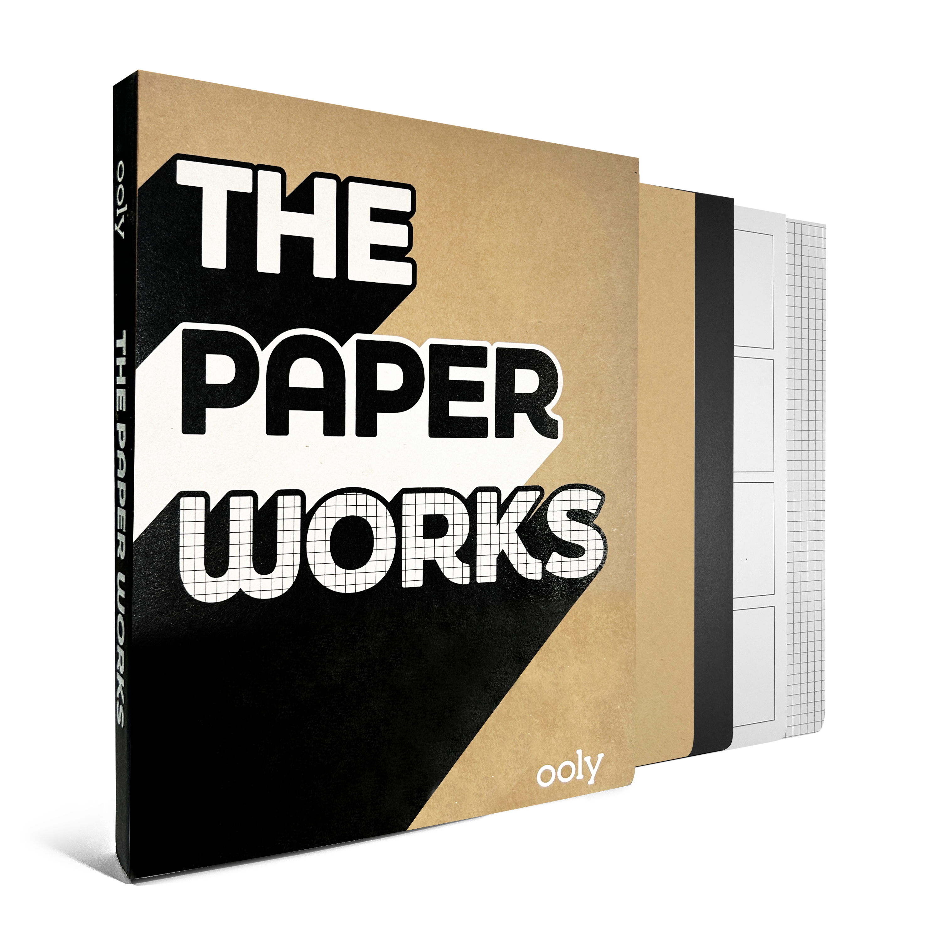 Quarter angle of OOLY's The Paper Works Sketchbook on a white background
