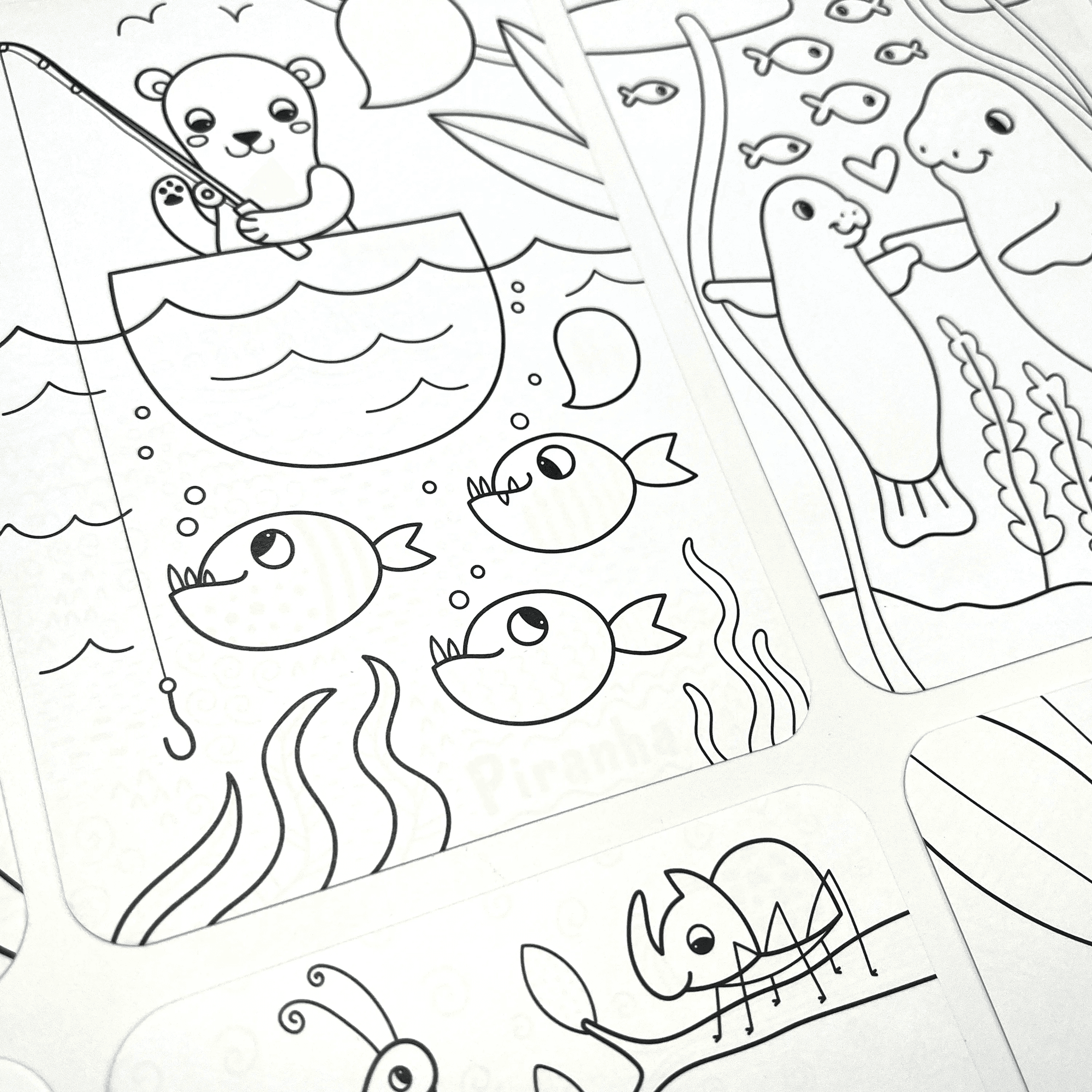 Close up of OOLY Undercover Art Hidden Pattern Coloring Activity Art Cards - Rainforest Fun uncolored