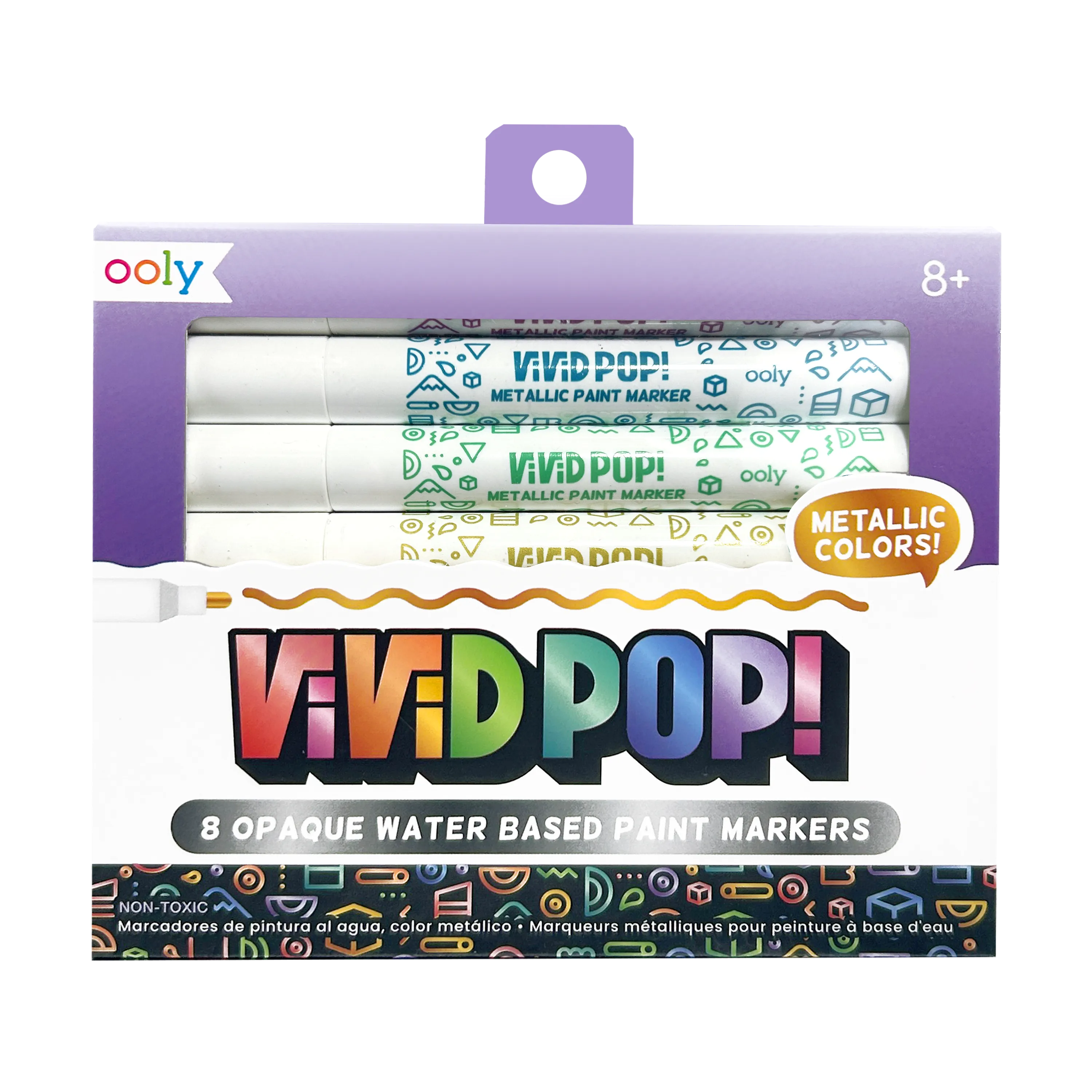 OOLY Vivid Pop! Water Based Paint Markers - Metallic front of packaging