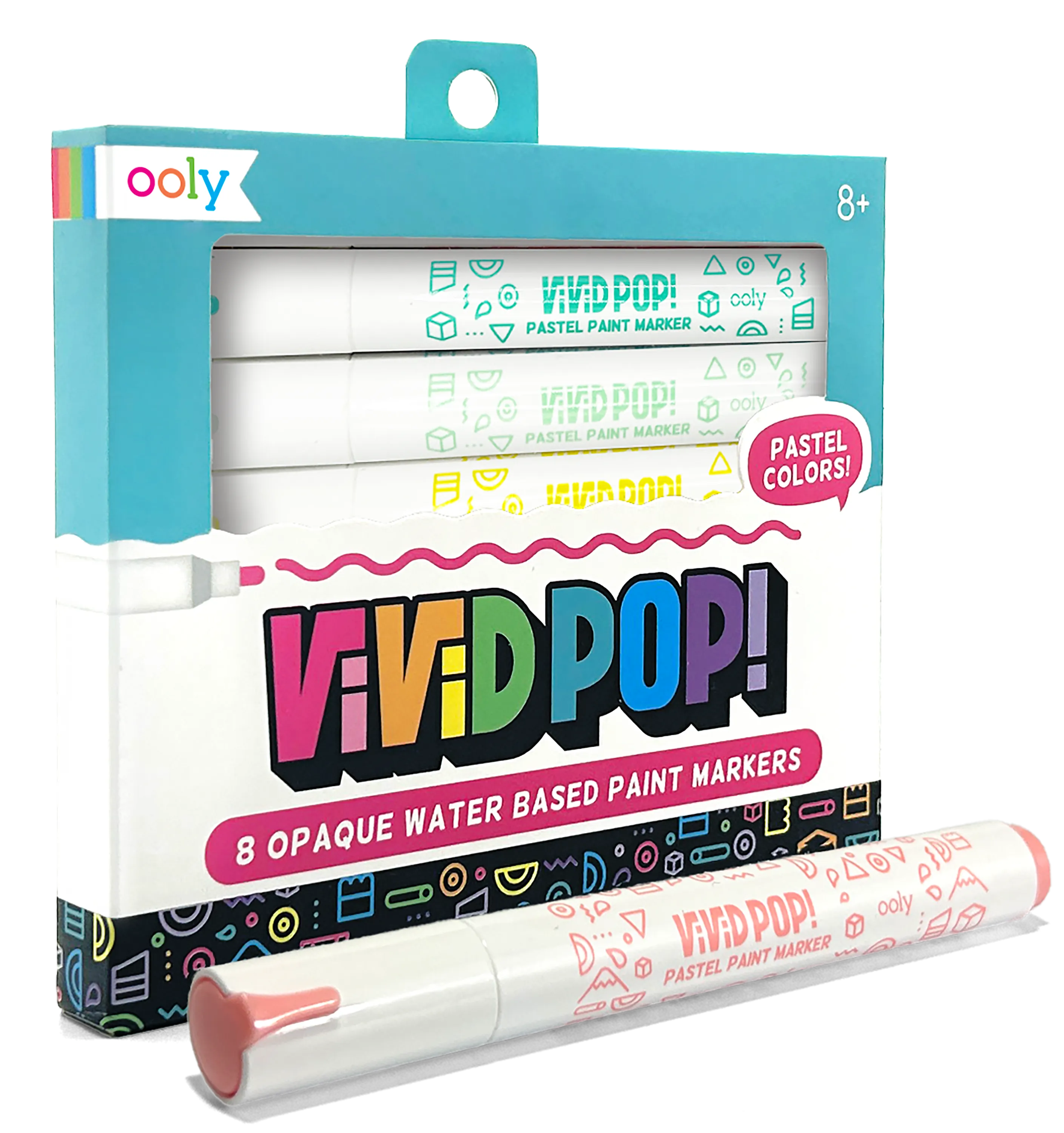 Quarter angle of OOLY Vivid Pop! Water Based Paint Markers - Pastel packaging