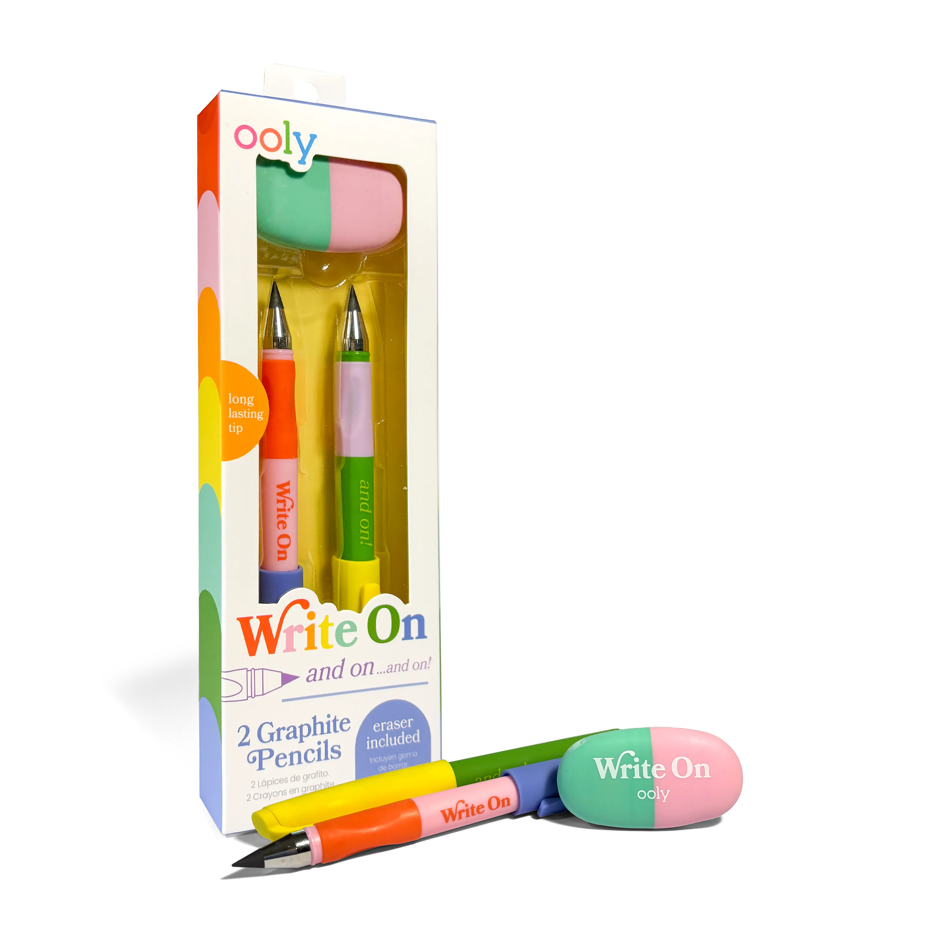 Quarter angle of packaging of OOLY Write On Graphite Pencils