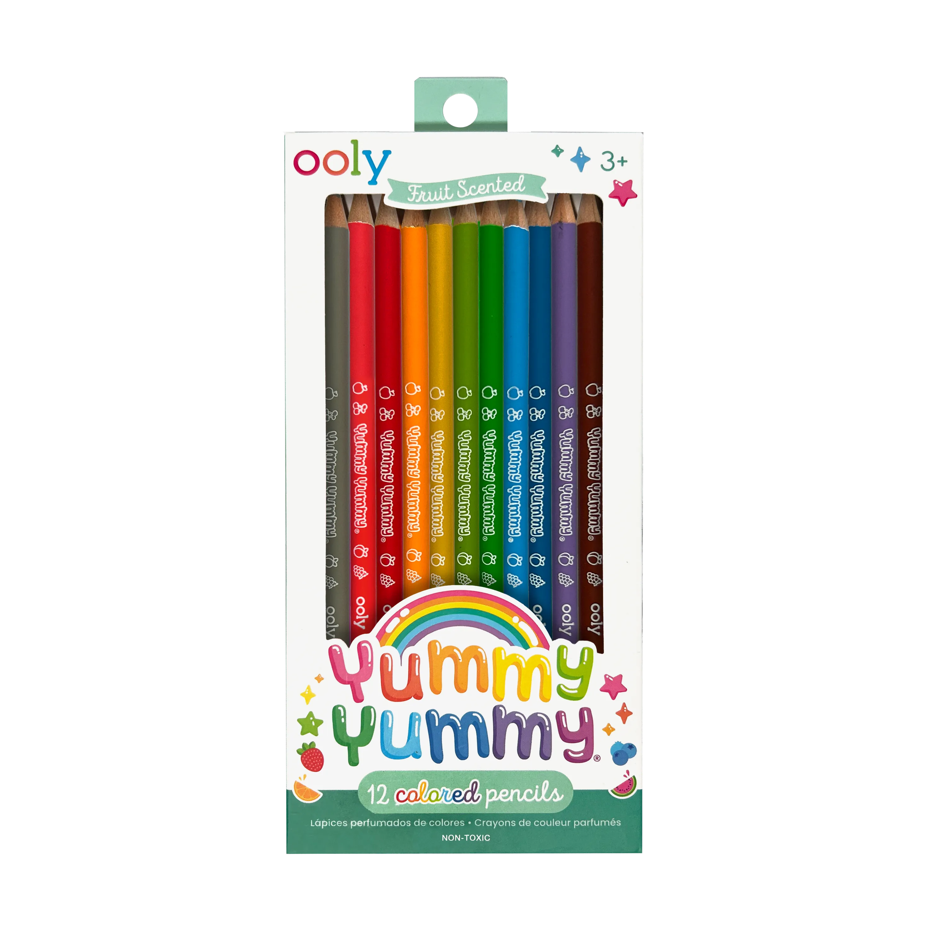 Front of packaging of OOLY Yummy Yummy Fruit Scented Colored Pencils - Set of 12