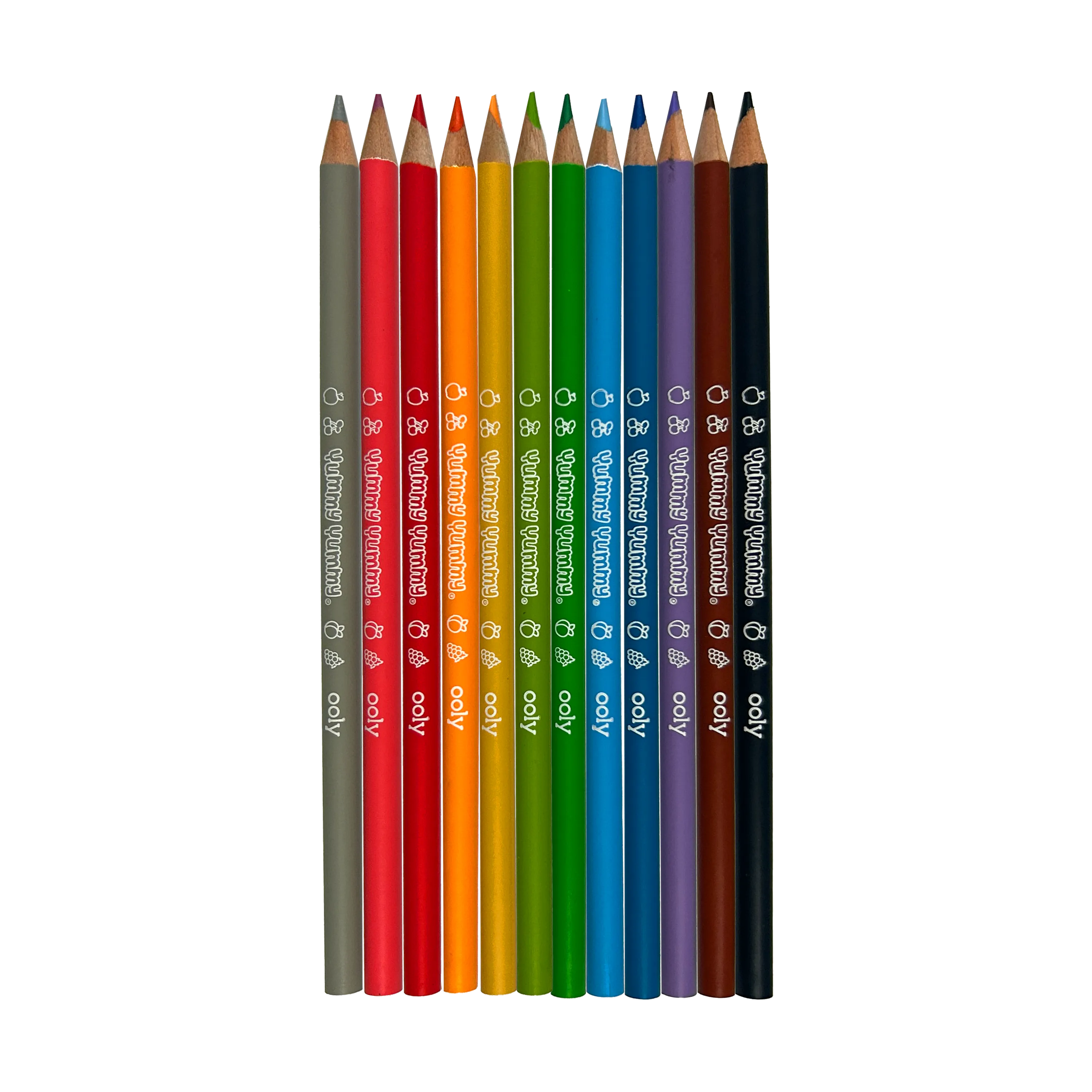 Row of colored pencils from OOLY Yummy Yummy Fruit Scented Colored Pencils