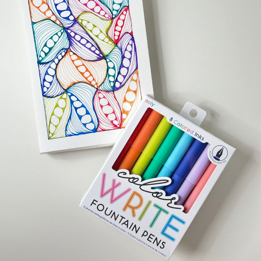 Color Write Fountain Pens - Set of 8