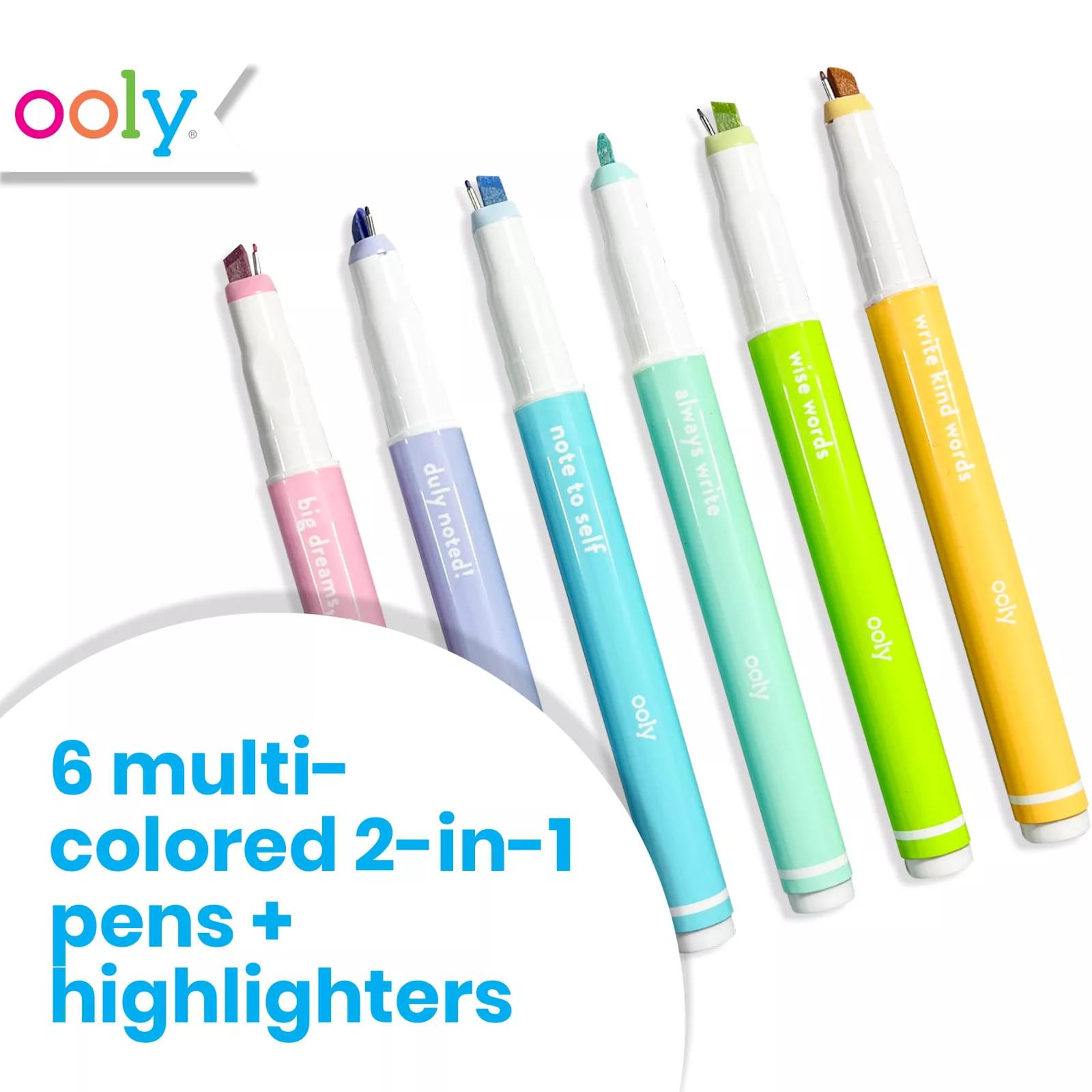 Ooly Noted! 2-in-1 Micro Fine Tip Pen and Highlighters - Set of 6