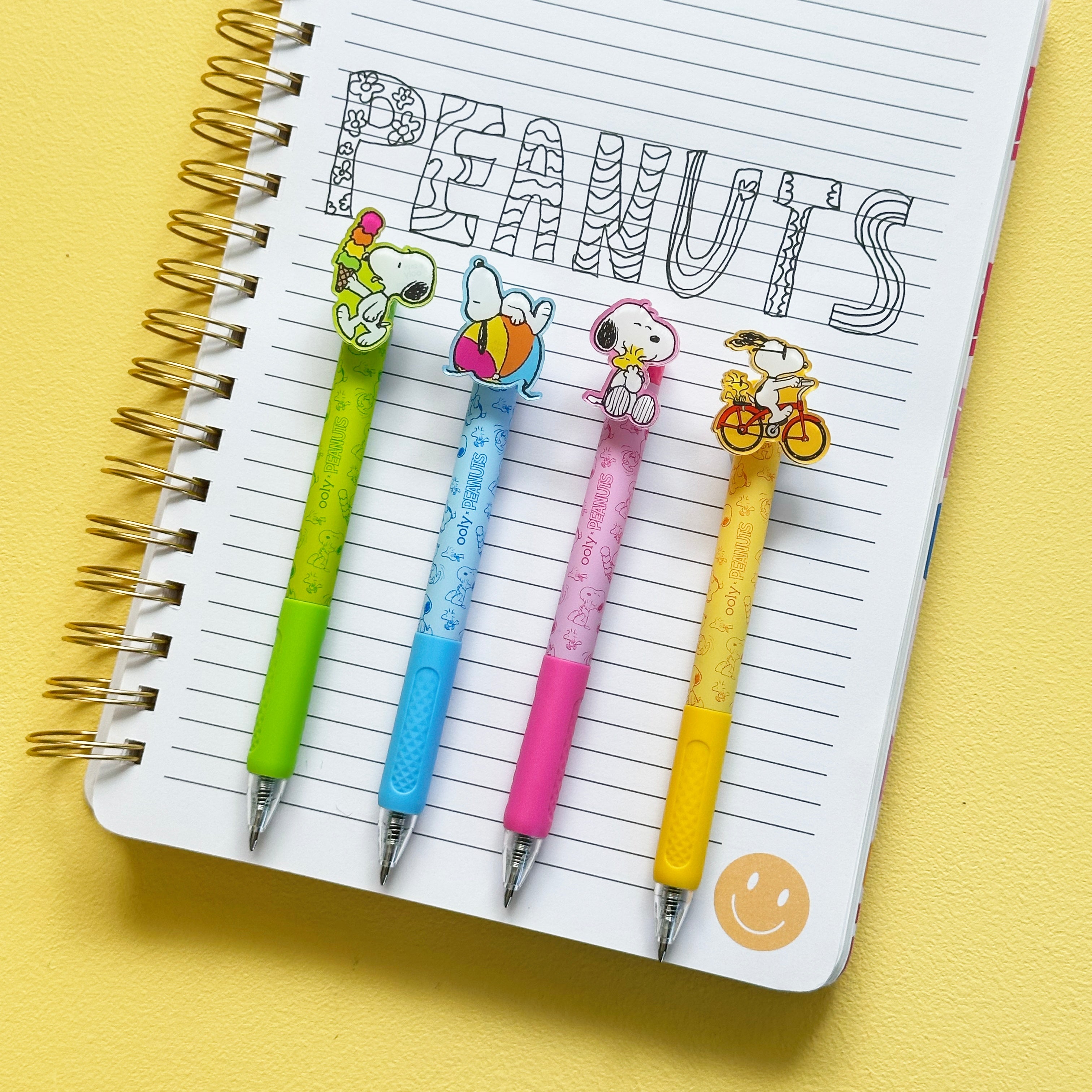 OOLY x Peanuts Black Ink Retractable Gel Pens - Set of 4