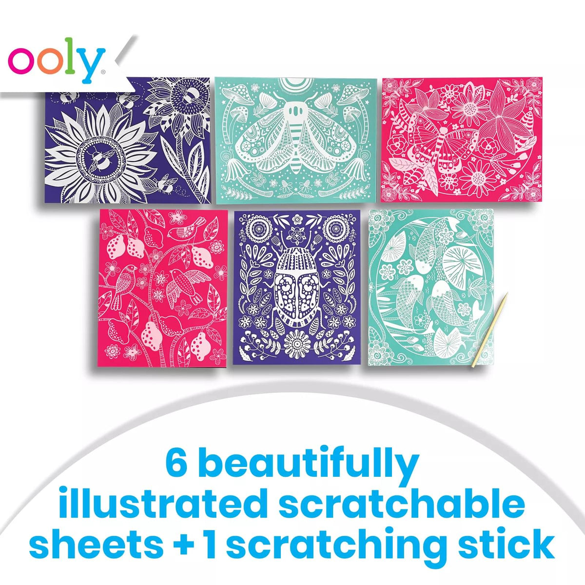 Scratch and Shine Foil Scratch Art Kit Glorious Garden OOLY