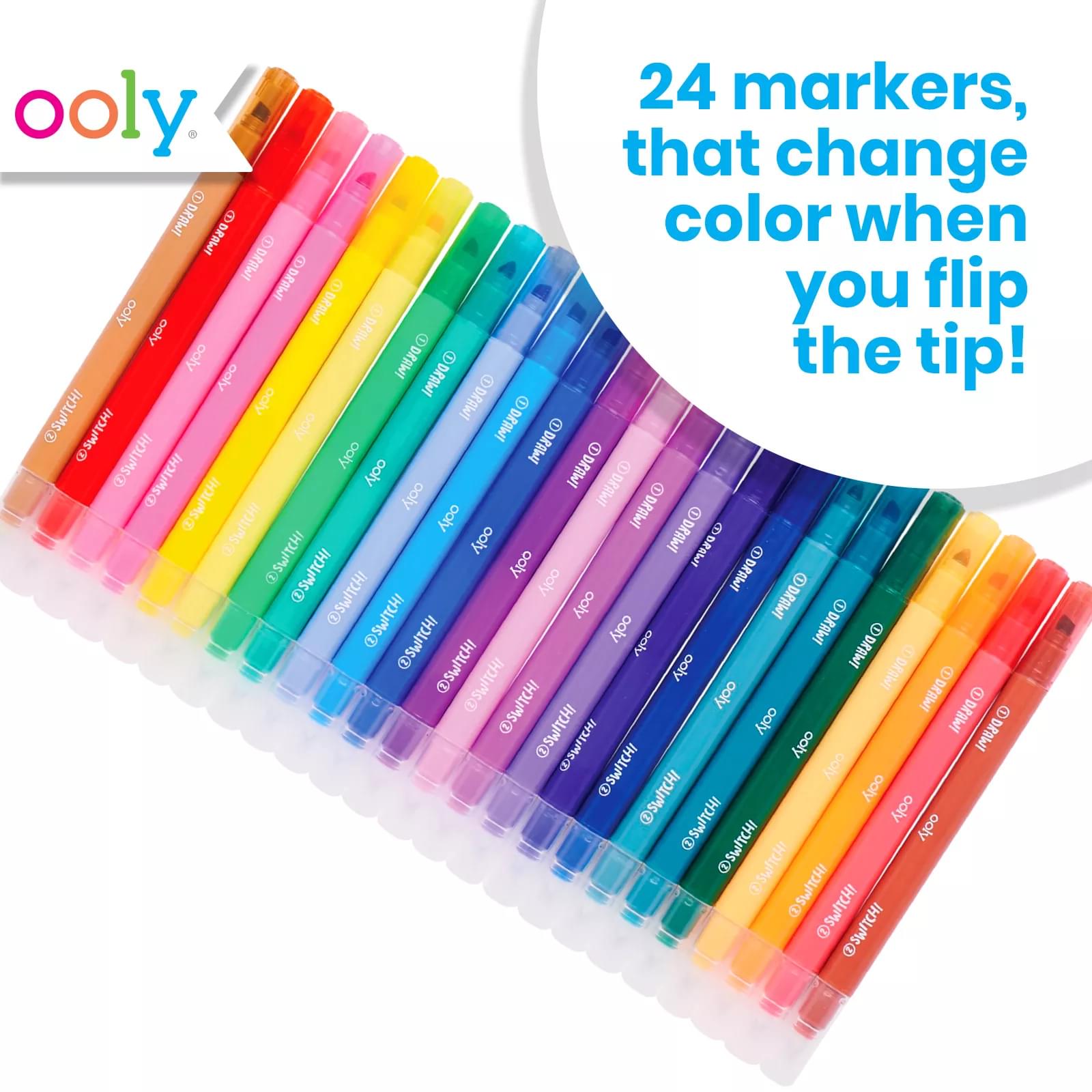  Ooly 12 Pack Switch-eroo Double Sided Color Changing Markers in  Vibrant Colors, Color Changeable Markers are Cool Back to School Supplies  for Art Projects [12 Pack & Sketchbook Bundle] : Industrial