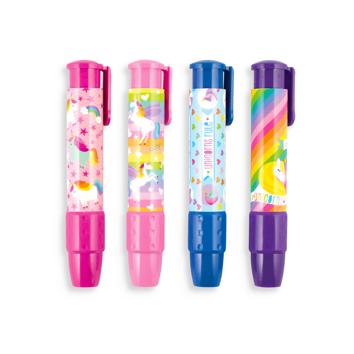 4 Colors Of Unicorn Designed Clickit Erasers