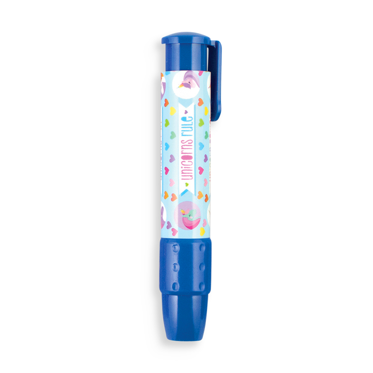 Blue Clickit Eraser with Unicorn Designs