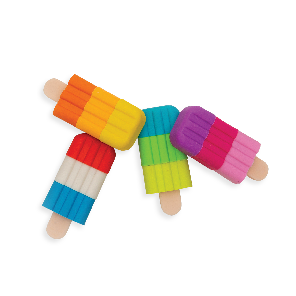 Icy Pops Puzzle Eraser placed with tops touching each other.