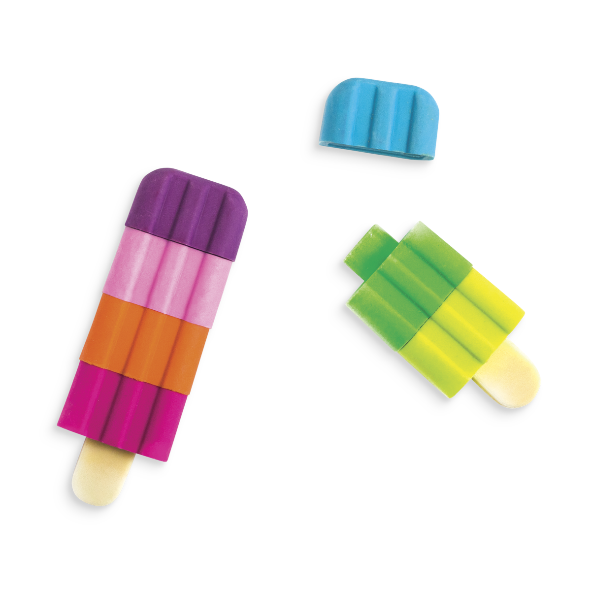 2 Icy Pop pencil erasers with mix and match colors