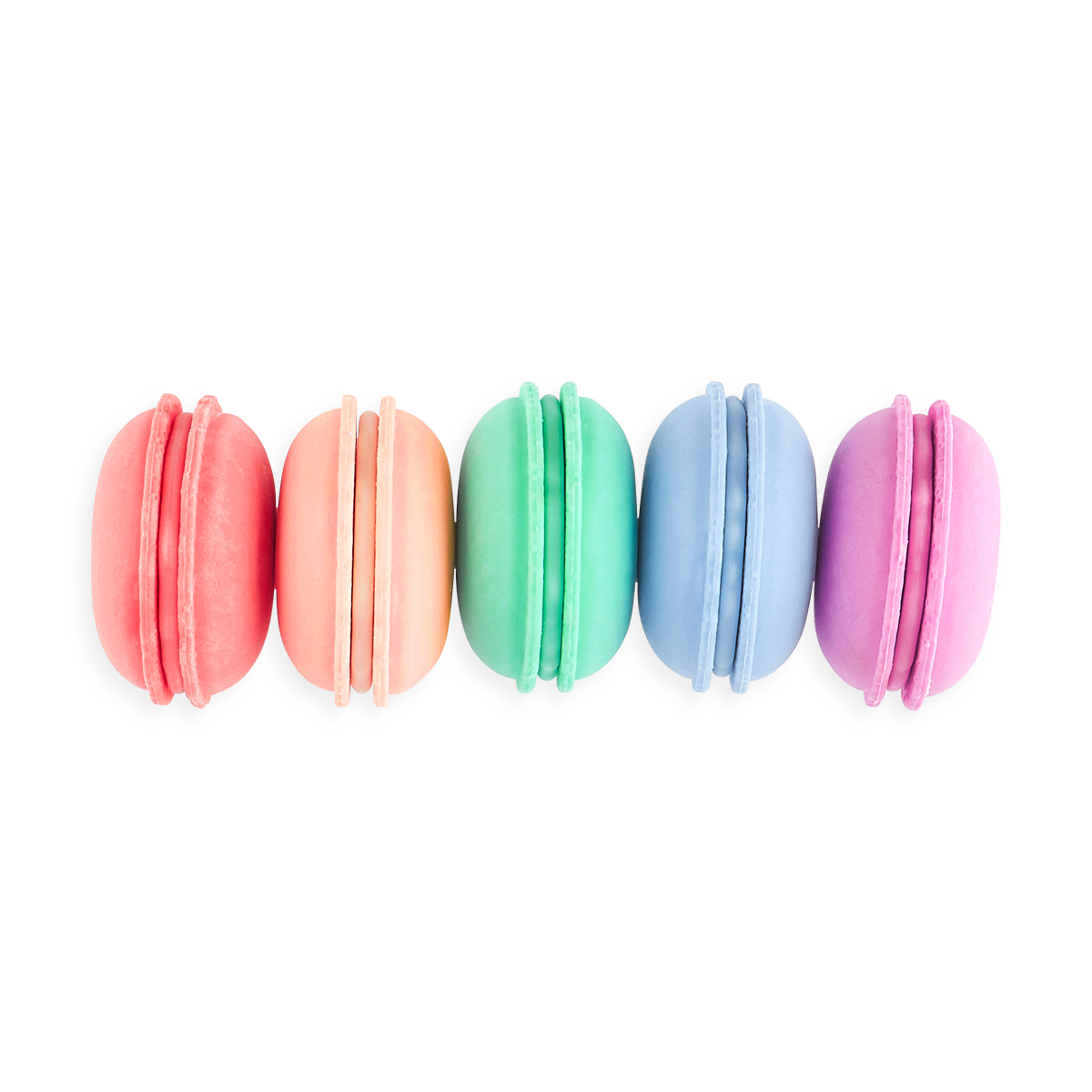 Le Macaron Patisserie Scented Erasers lined up side by side
