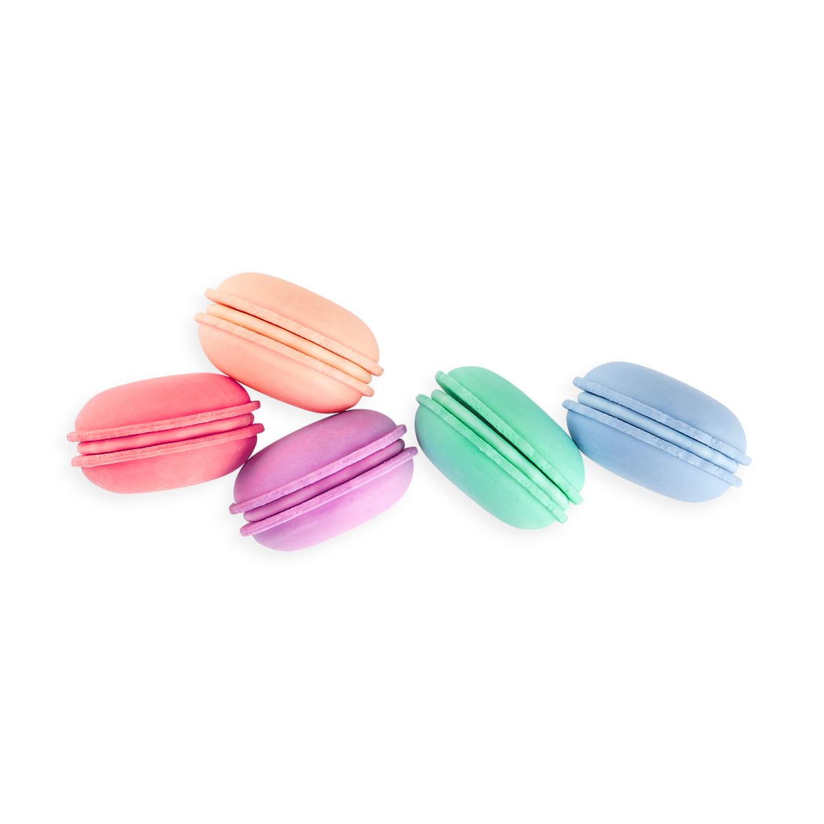 Side view of Le Macaron Patisserie Scented Erasers on top of eachother