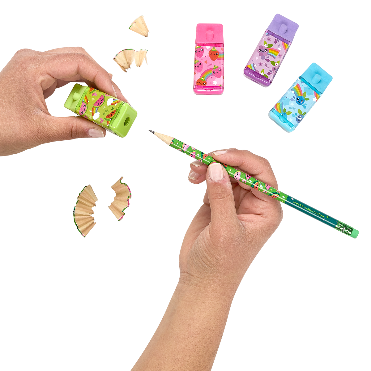 OOLY  Lil' Juicy Box Scented Erasers showcasing the Sharpener