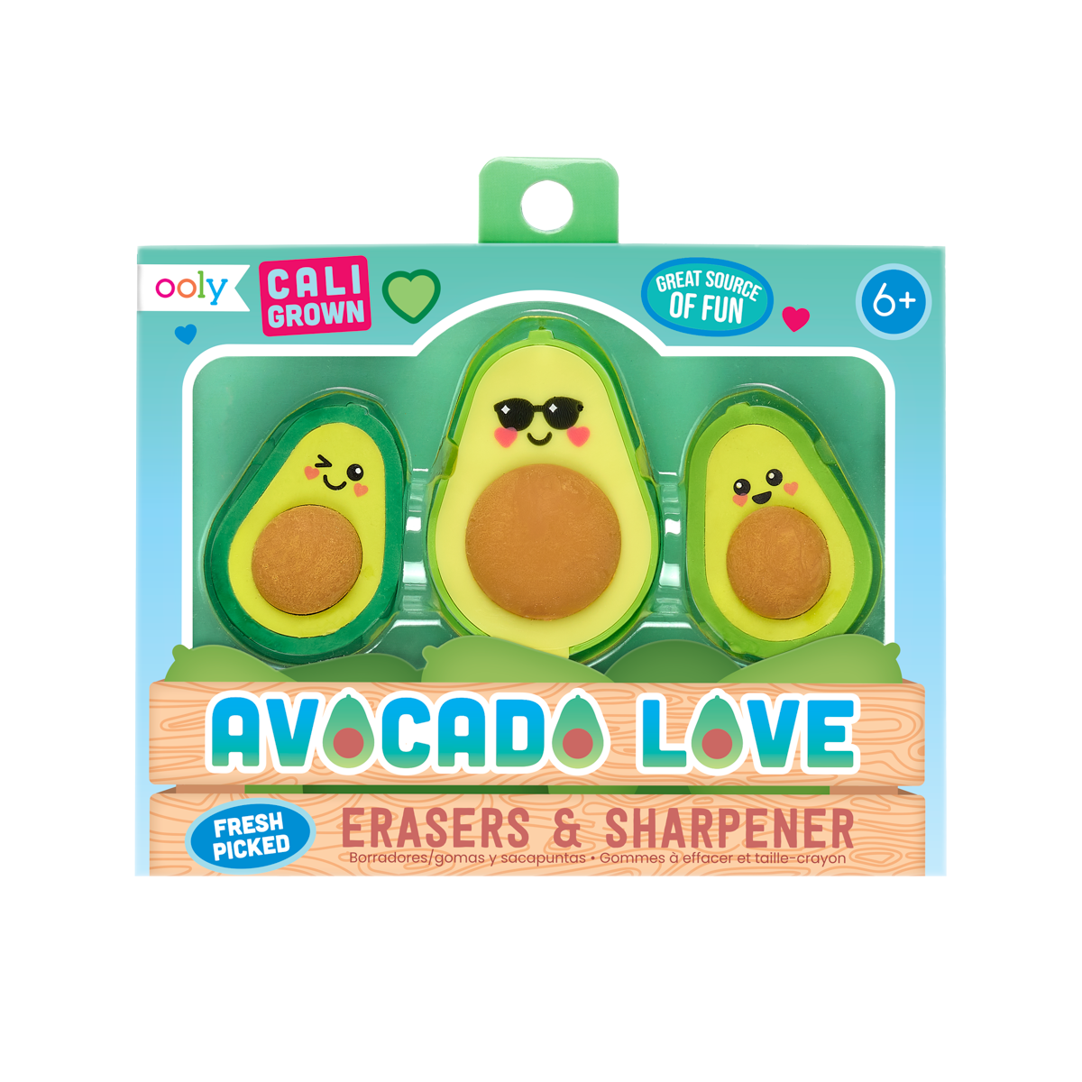 OOLY Avocado Love Eraser and Sharpener in packaging 