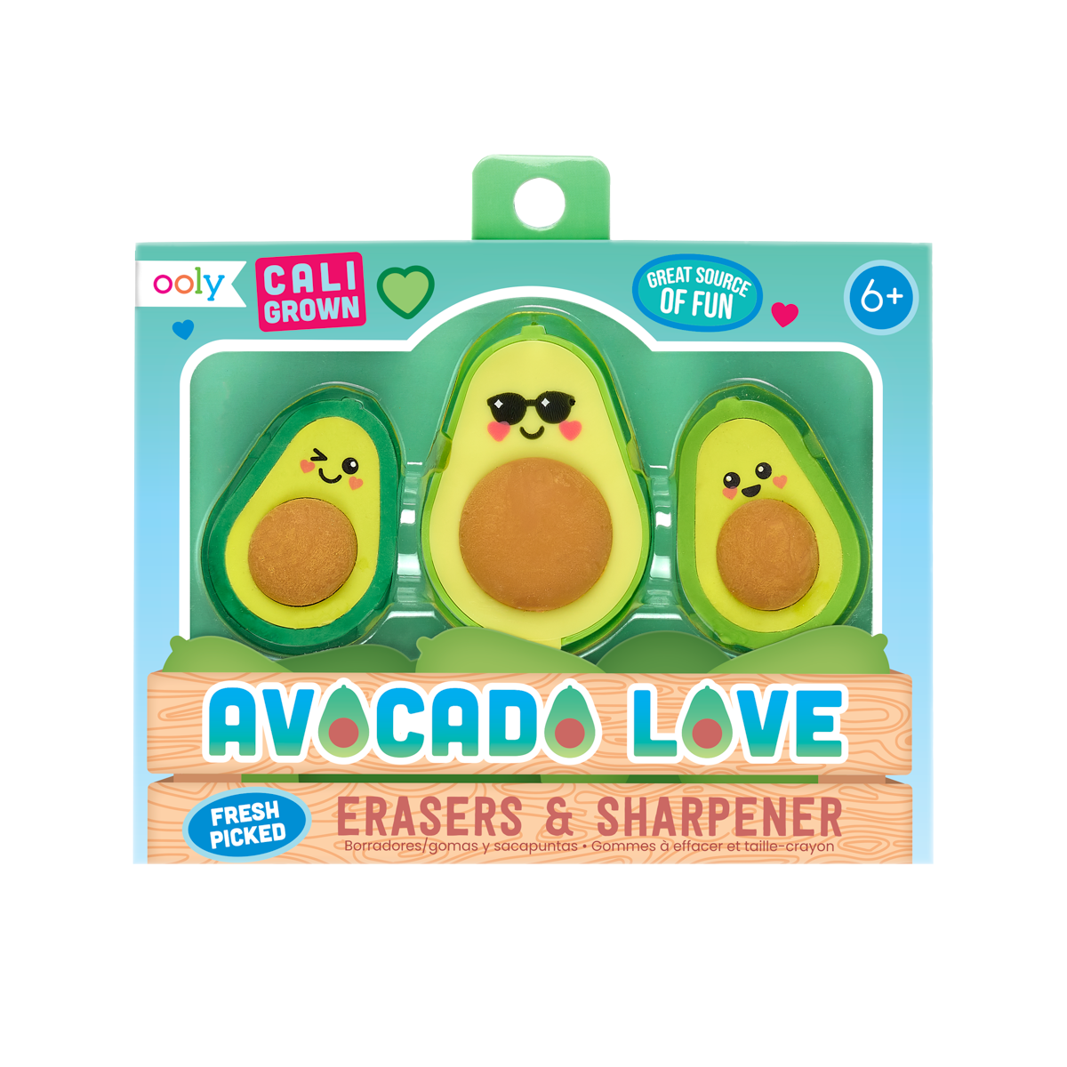OOLY Avocado Love Eraser and Sharpener in packaging 