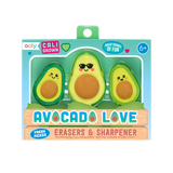 Avocado Love Eraser and Sharpener - Set of 3
