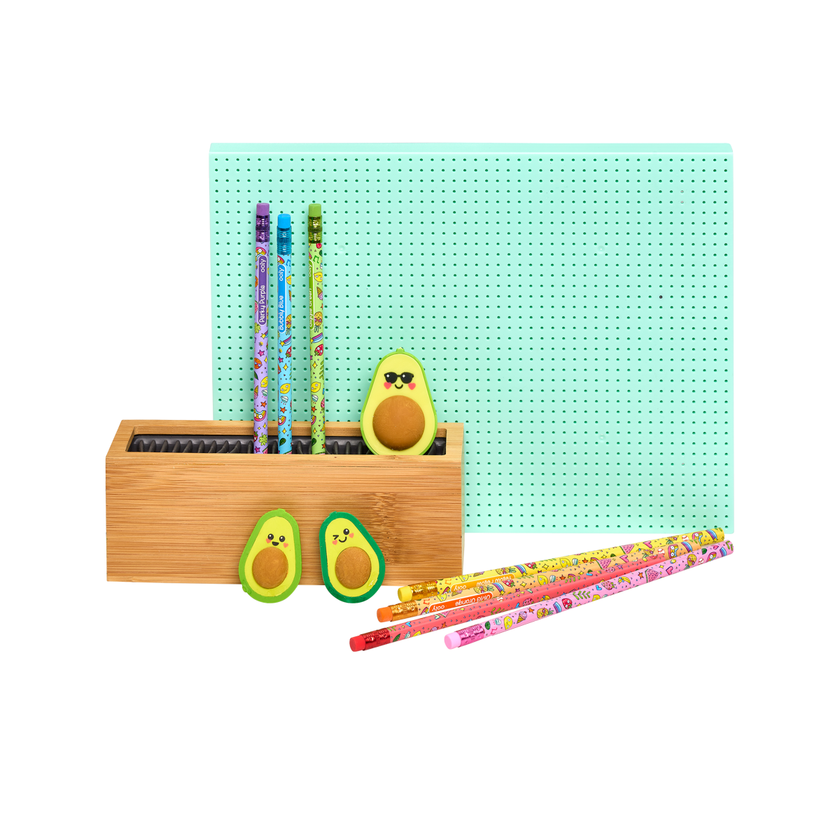 OOLY Avocado Love Eraser and Sharpener demo with other products
