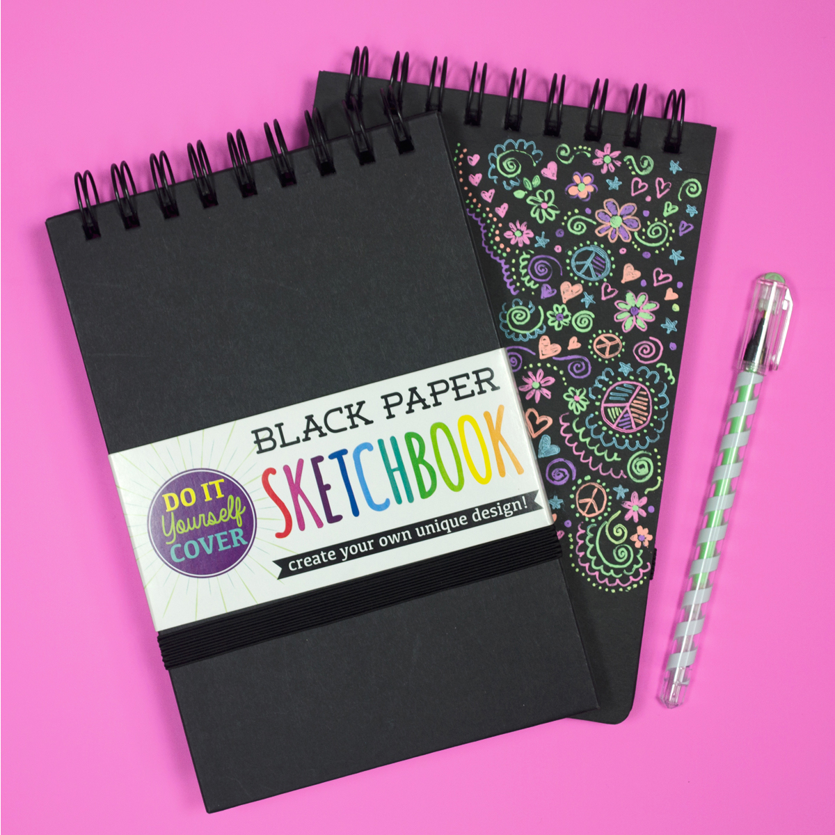 Black Paper Sketchbook with art