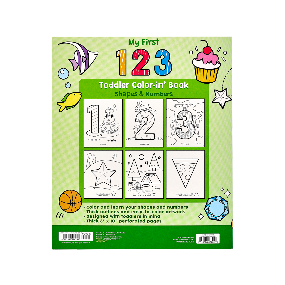 OOLY back cover of Shapes and numbers coloring book