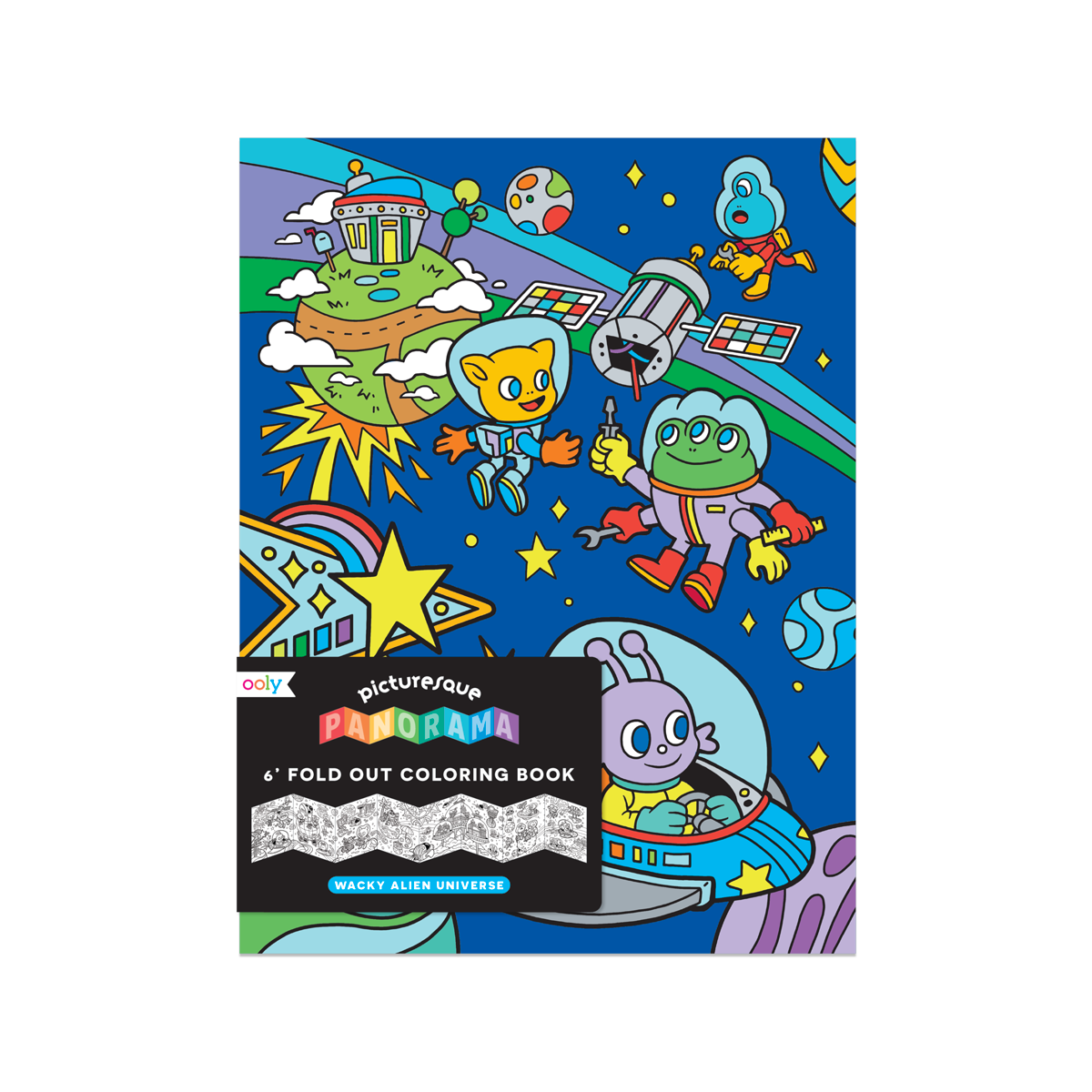 OOLY cover of Picturesque Panorama Wacky Alien Universen coloring book 