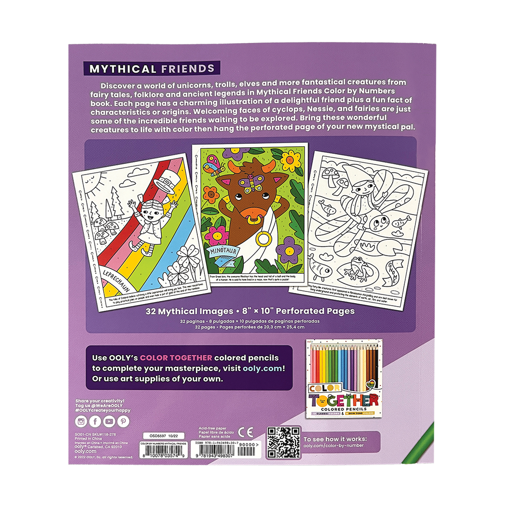Color By Numbers Coloring Book Mythical Friends OOLY