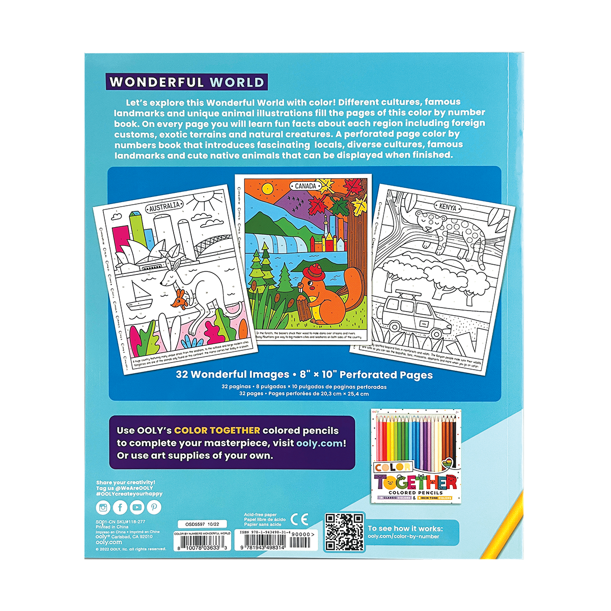 OOLY Color By Numbers Coloring Book - Wonderful World back cover