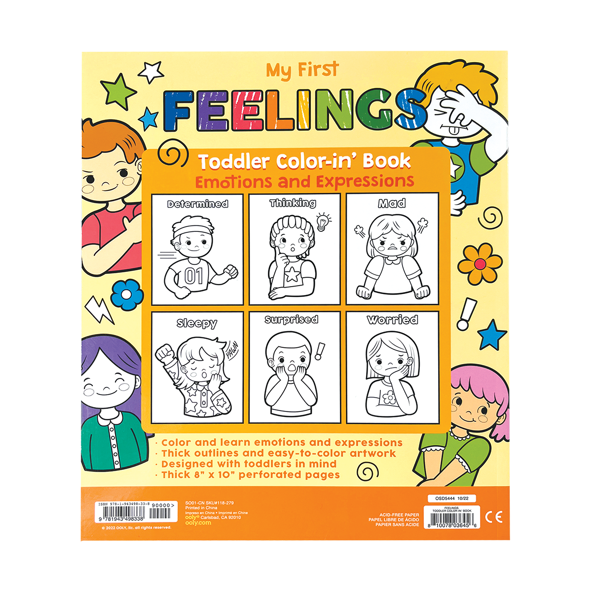 OOLY My First Feelings Toddler Color-in Book back cover