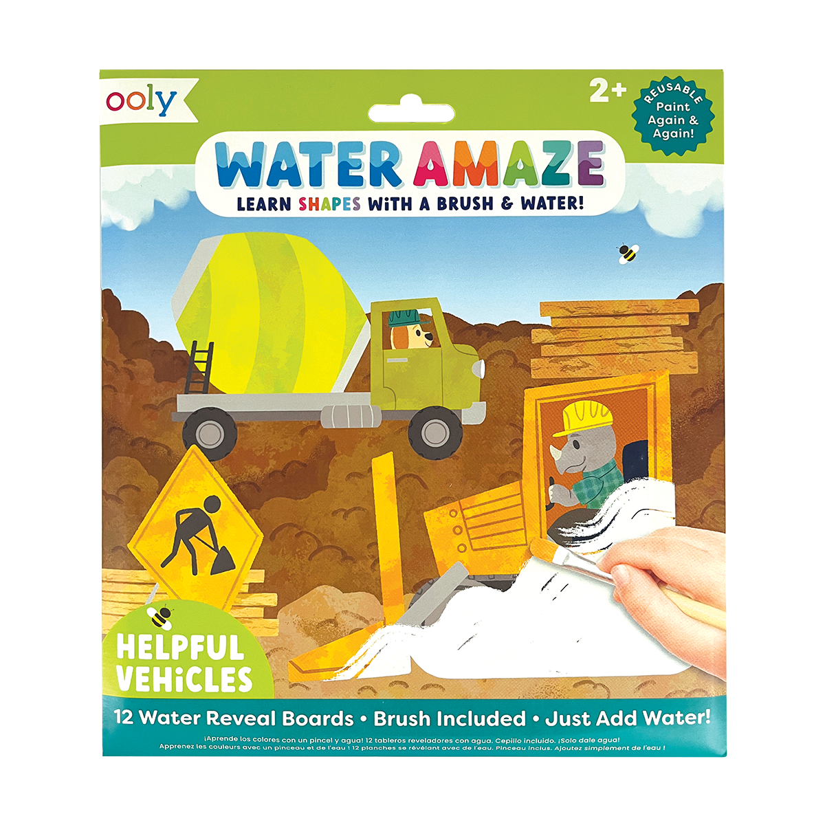 OOLY Water Amaze Water Reveal Boards - Helpful Vehicles front cover view