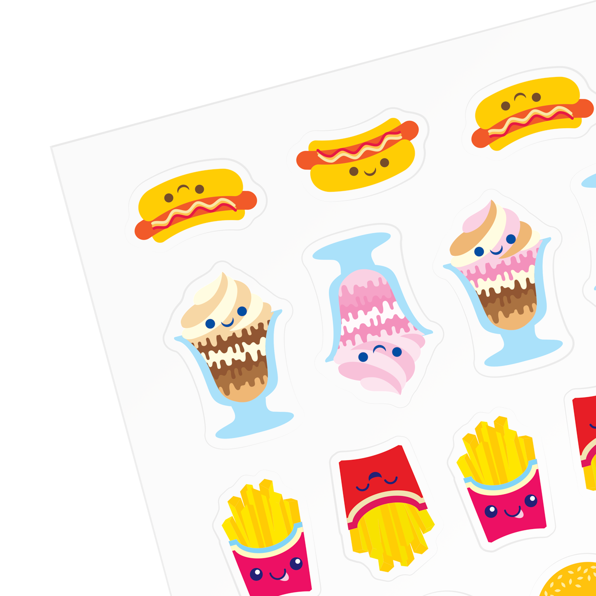 Fast Food Stickiville sticker sheet closeup