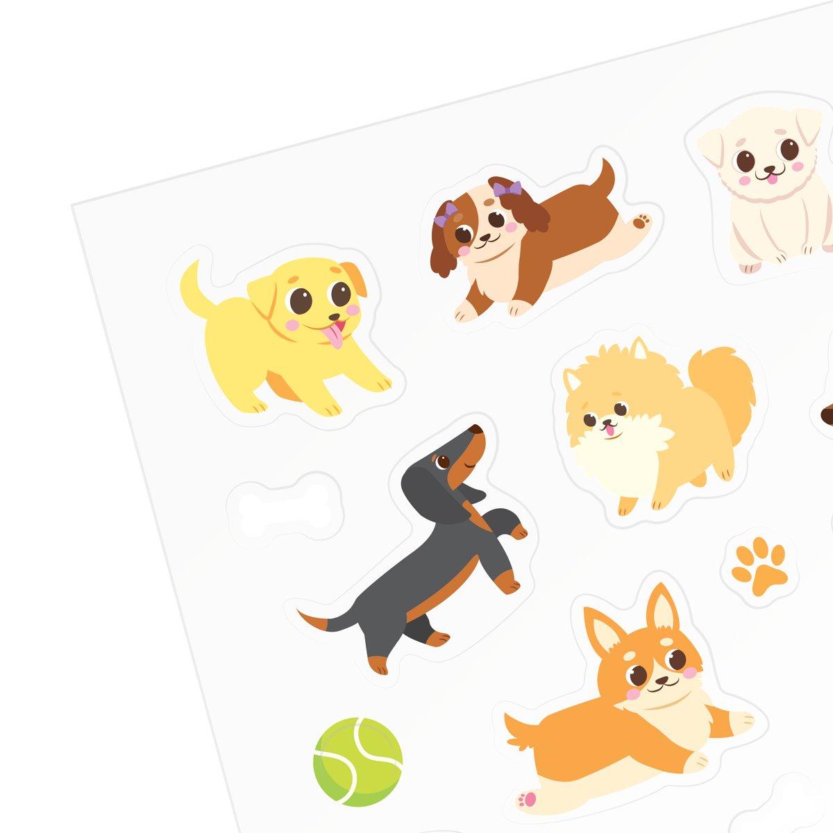 Closeup of Stickiville Puppy Love sticker sheet