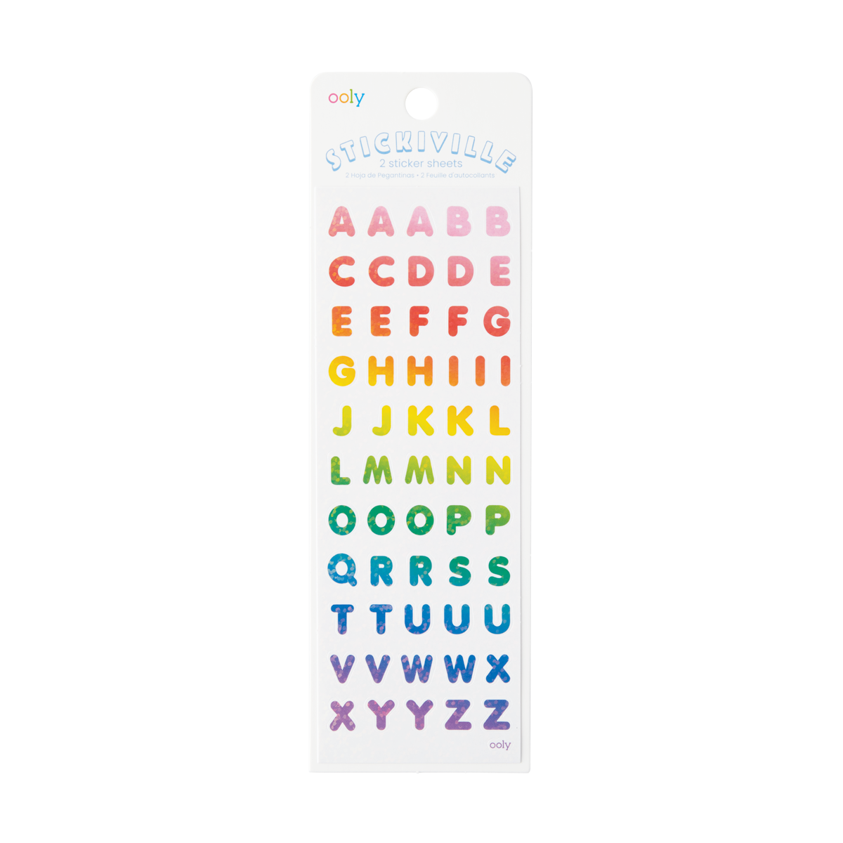 OOLY Stickiville Rainbow Letters stickers in packaging