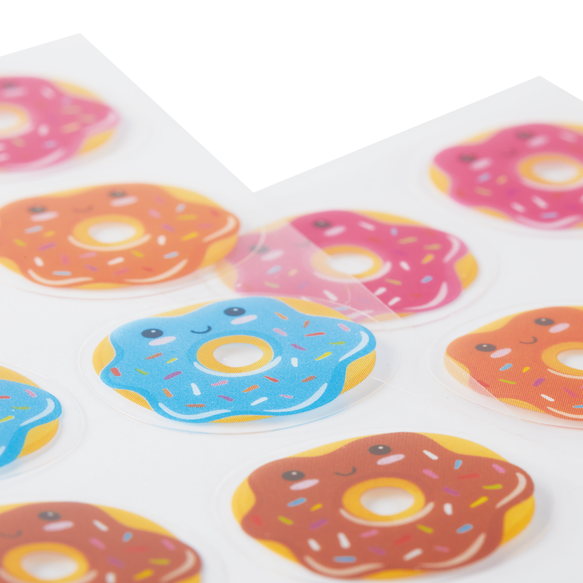 OOLY Stickiville Happy Donut stickers close up view