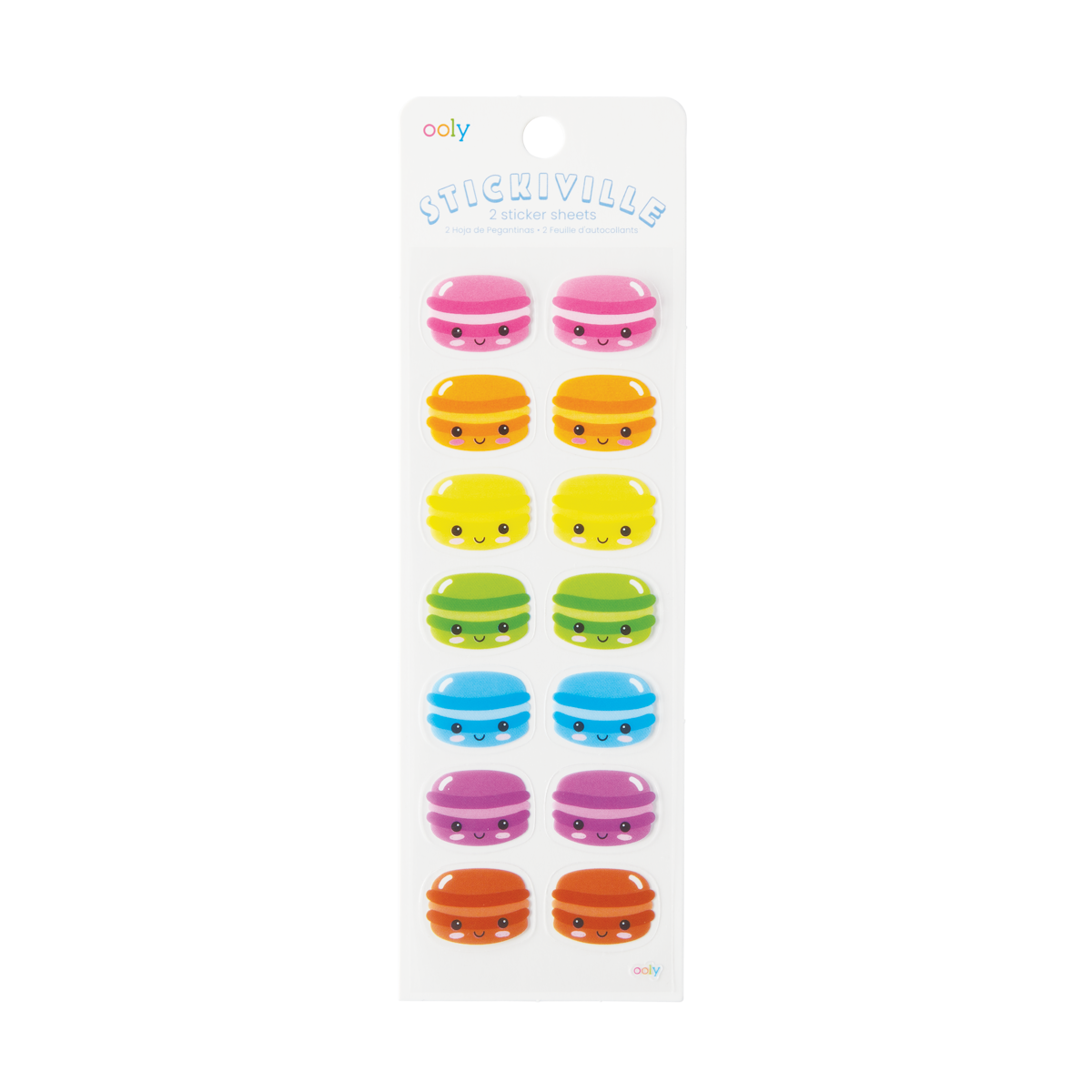 OOLY Stickiville Happy Macarons stickers in packaging
