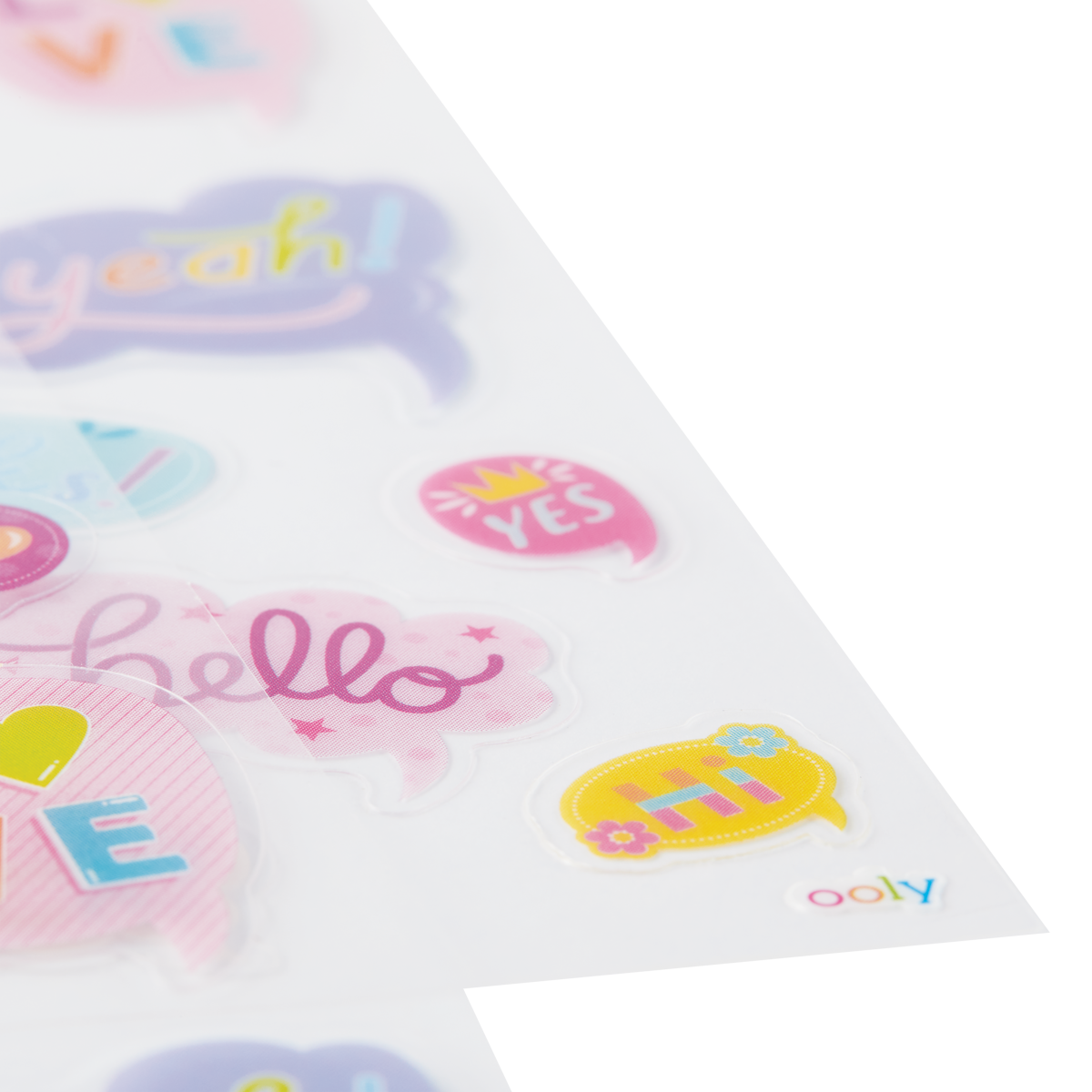 OOLY Stickiville Cute Thoughts stickers close up view