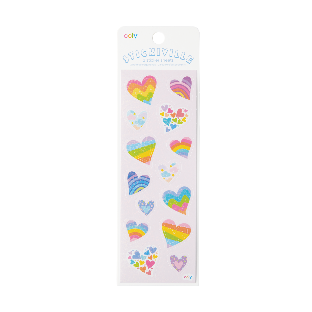 OOLY Stickiville Rainbow Hearts Stickers inside packaging