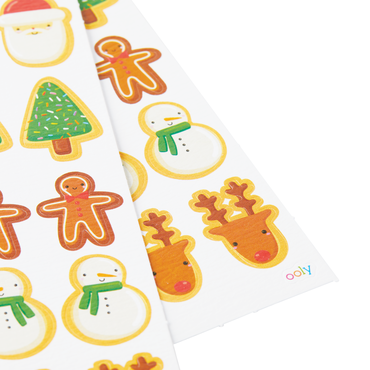 OOLY Stickiville Christmas cookie stickers close up view