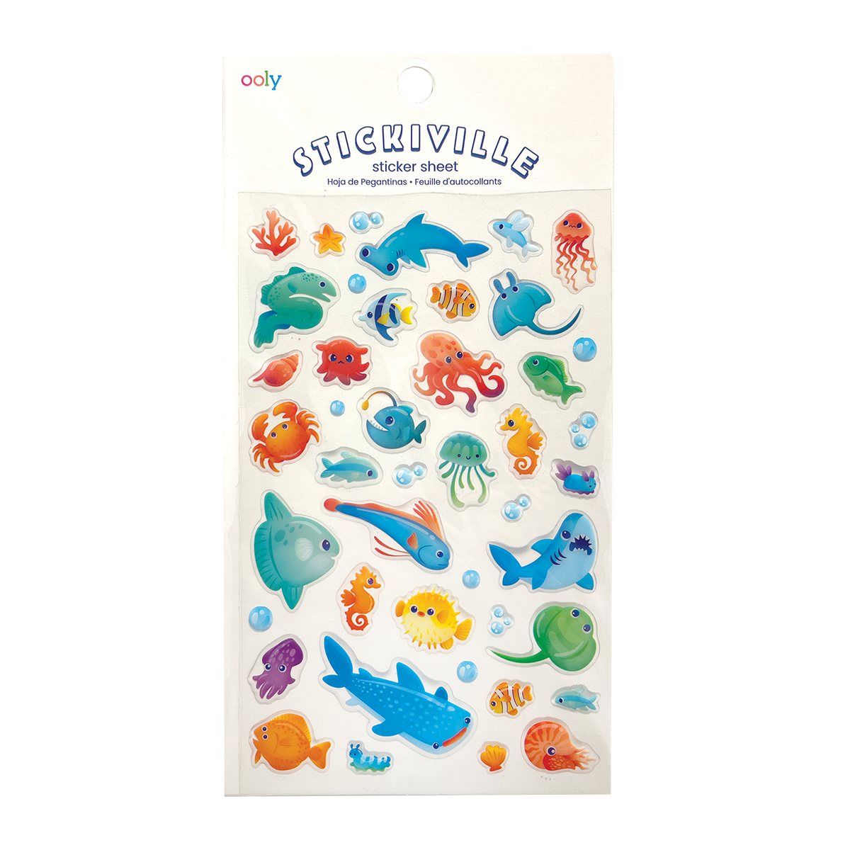 OOLY Stickiville Blue Ocean Stickers veiw inside packaging