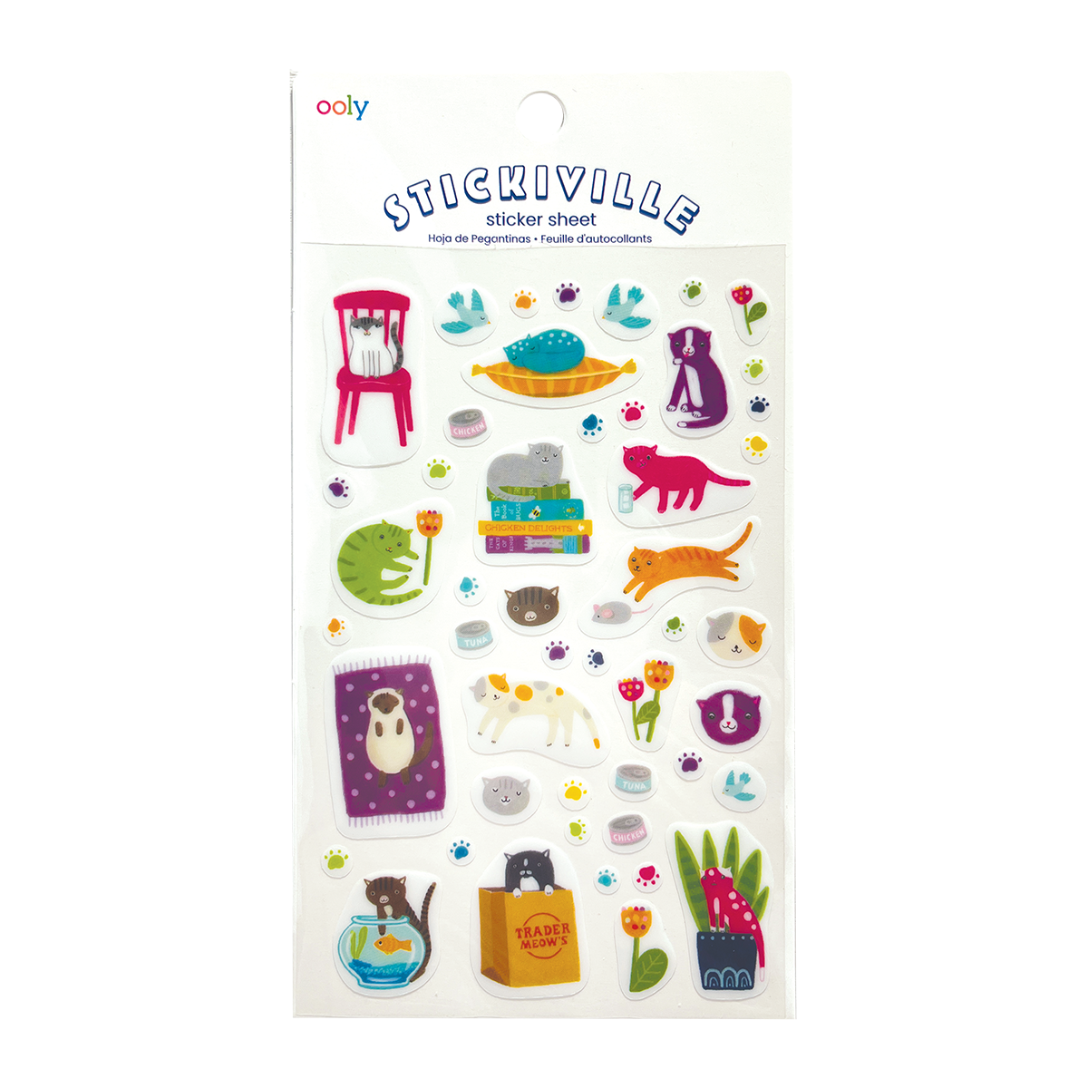 OOLY Stickiville Quirky Cats Stickers inside packaging